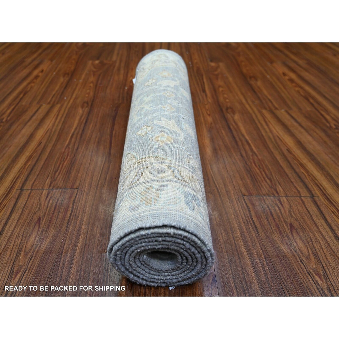 2'7"X9'6" Aegean Blue Finer Peshawar Wool Hand Knotted Runner Rug