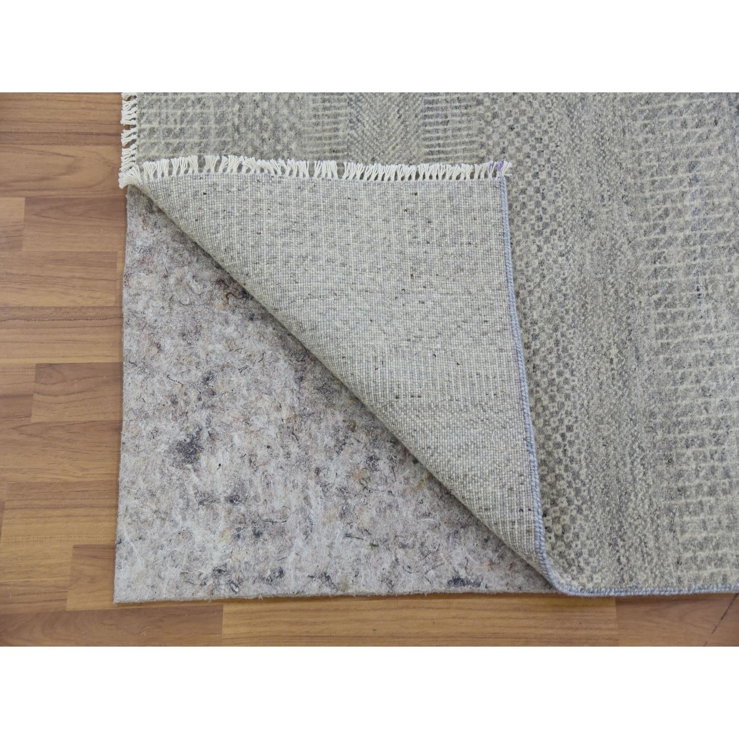 2'5"X18'6" Scorpion Gray Undyed Wool Hand Knotted Xl Runner Grass Rug