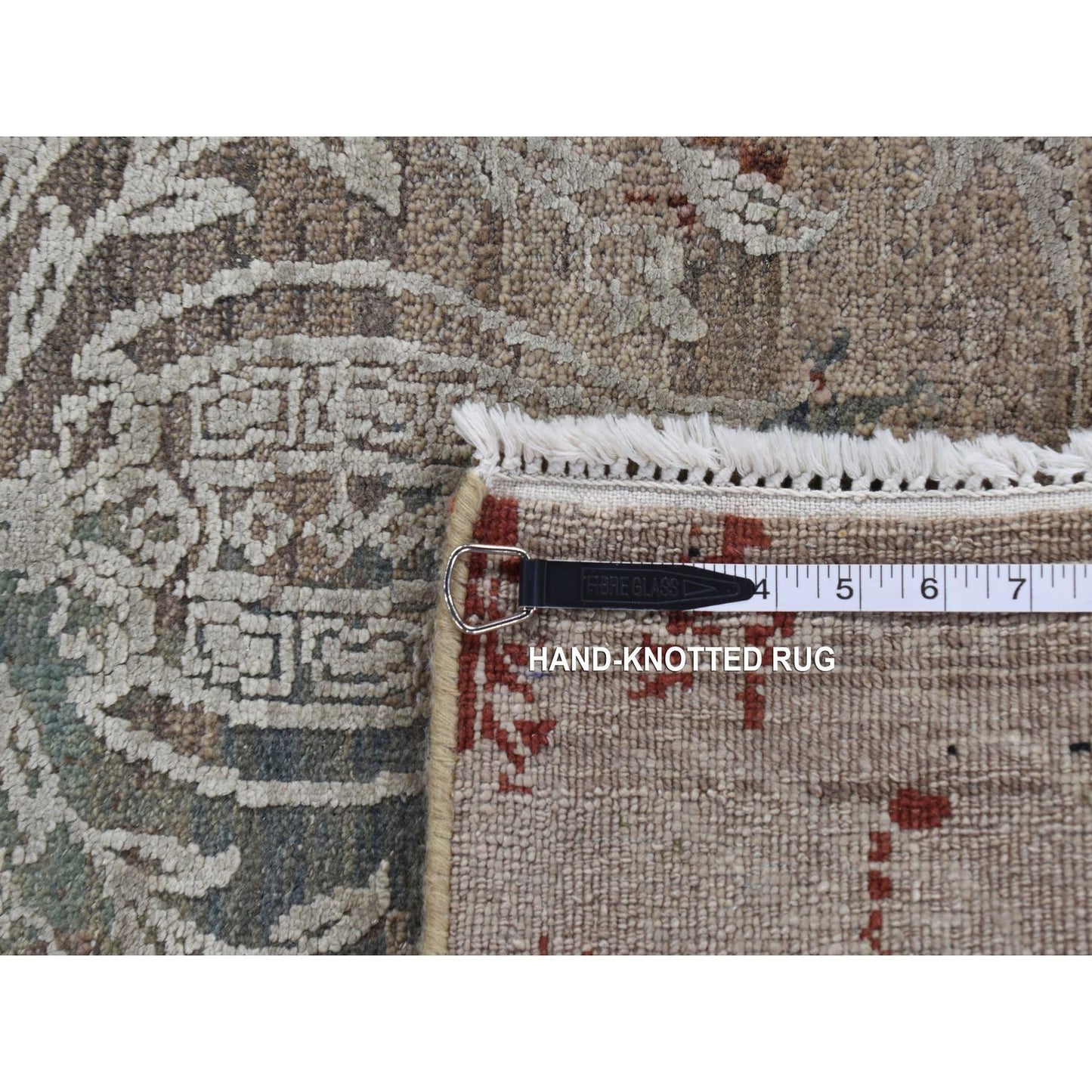 5'2"X7'1" Gray Broken Tulip Design Silk With Wool Hand Knotted Rug