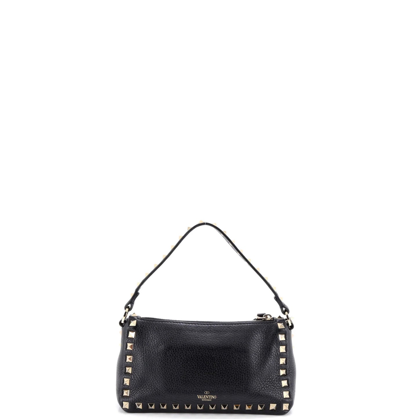 Valentino Garavani Rockstud Flip Lock Zipped Handle Crossbody Bag Grainy Leather
