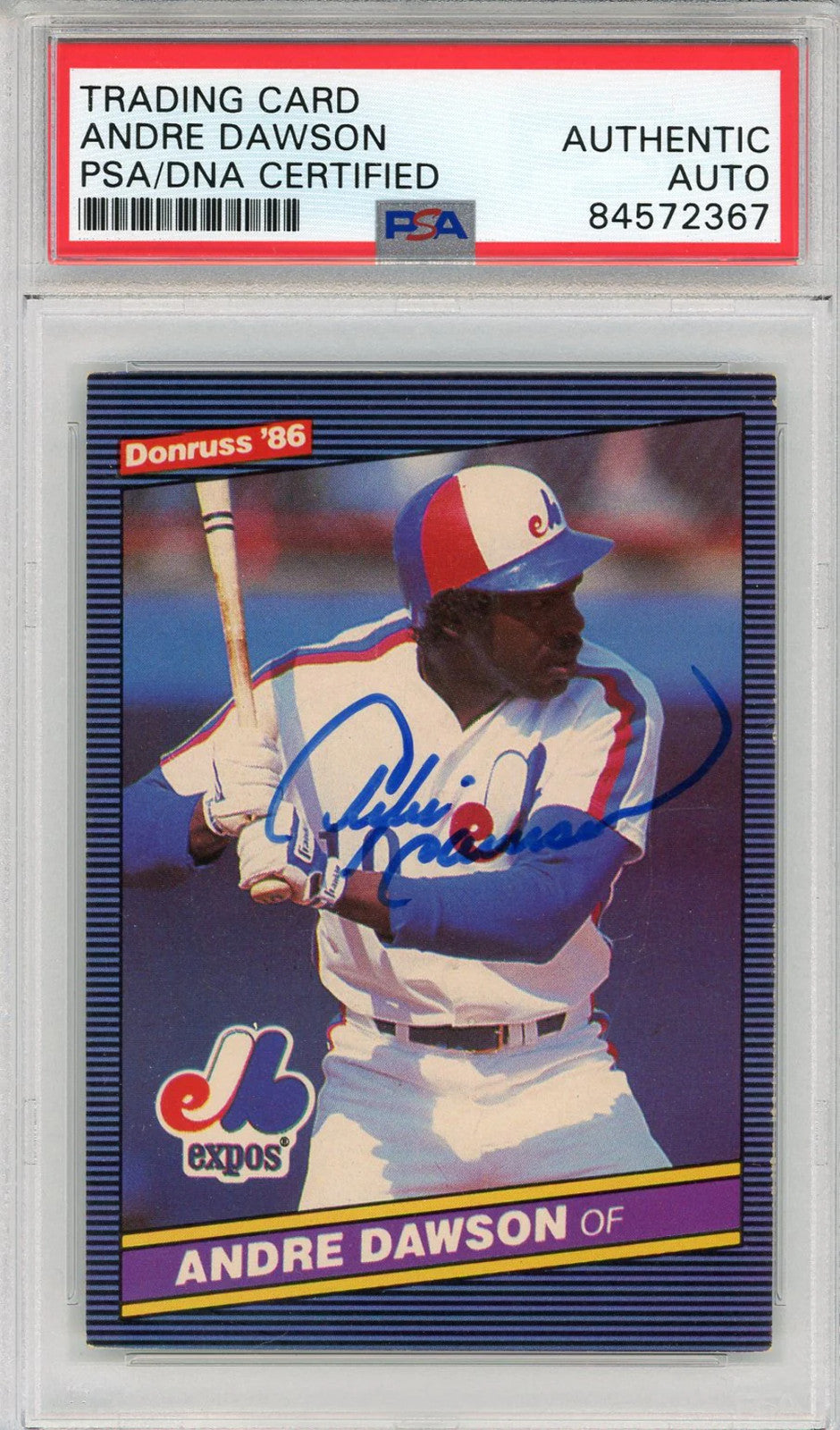 Andre Dawson Autographed 1986 Donruss Card (Psa)