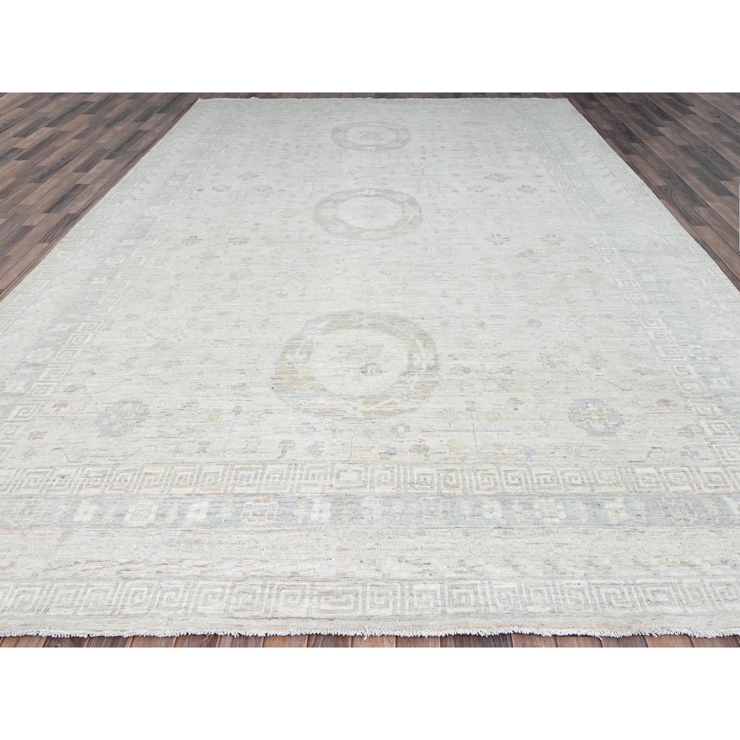 9'10"X13'10" Dove White Peshawar Natural Dyes Oriental Rug