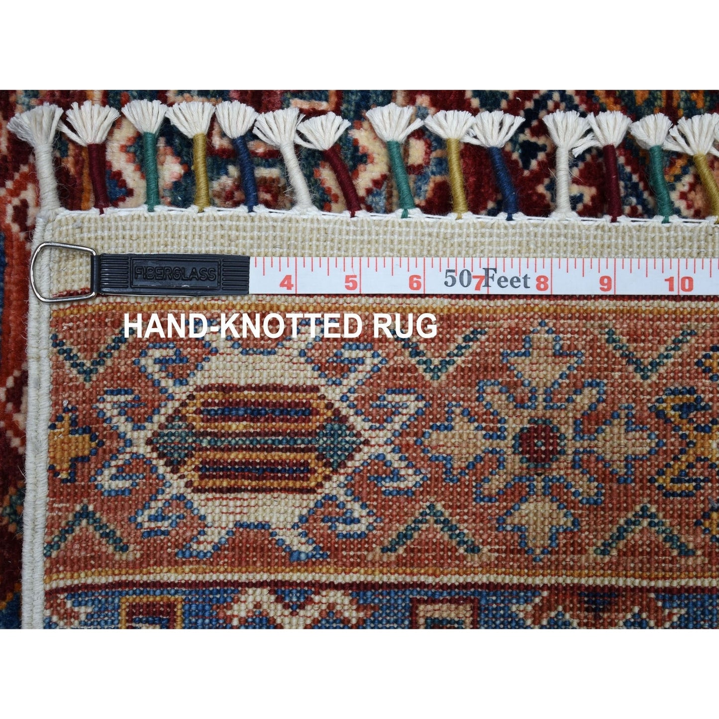 5'7"X8'4" Khorjin Design Ivory Super Kazak Hand Knotted Pure Wool Rug