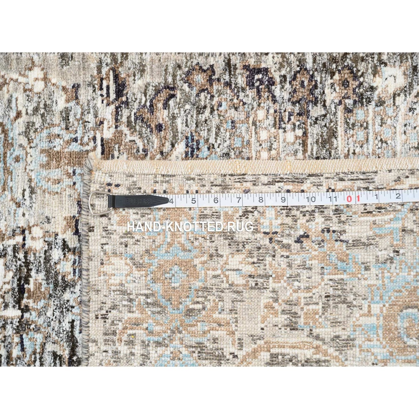 2'7"X22'3" Gray Transitional Farsian Silk/Wool Hand Knotted Xl Runner Rug