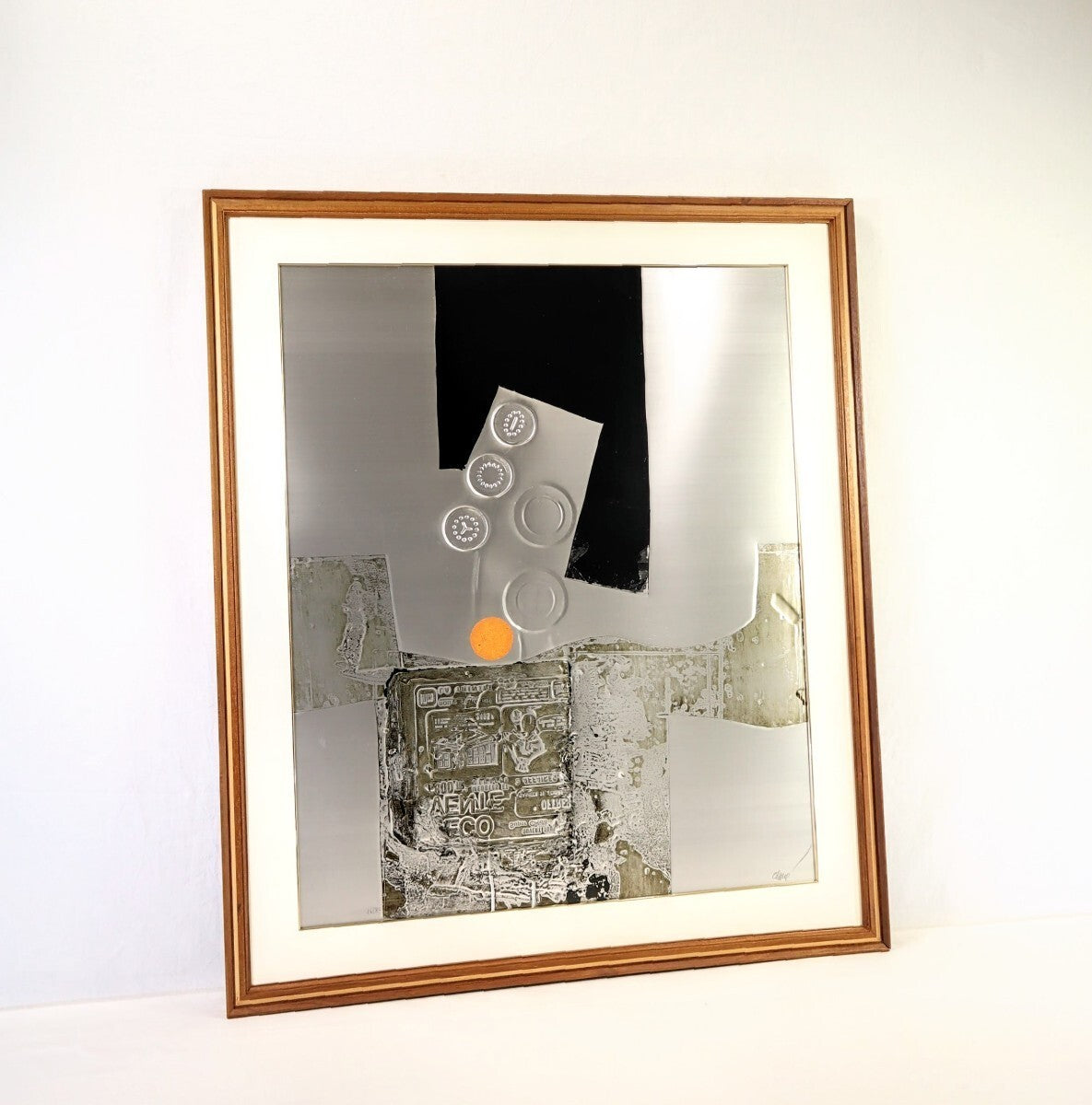 Antoni Clav 1972 Signed Limited Ed. "Echo" Collage Linocut Embossed On Aluminum