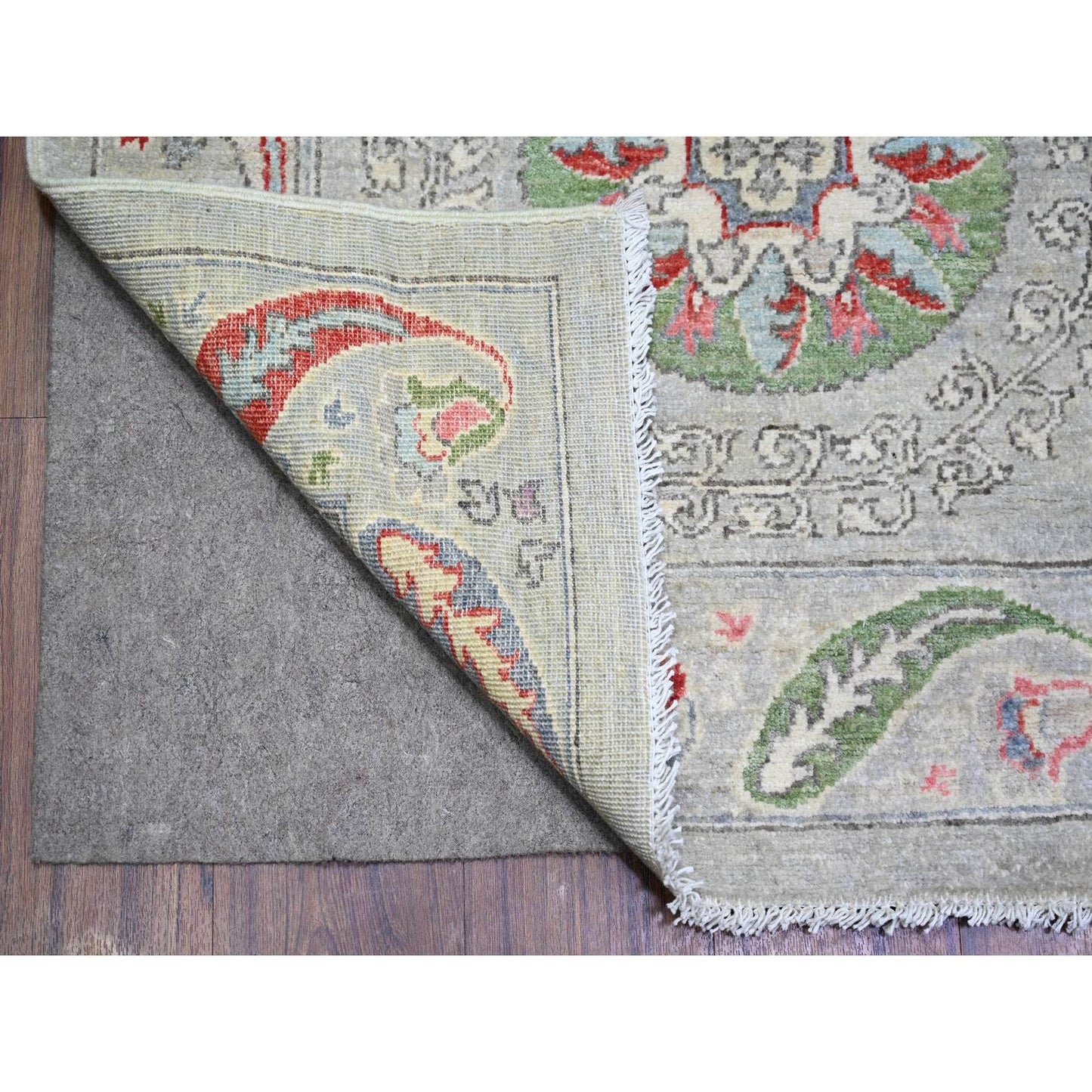 8'1"X9'3" Tan Color Finer Peshawar Pure Wool Hand Knotted Oriental Rug