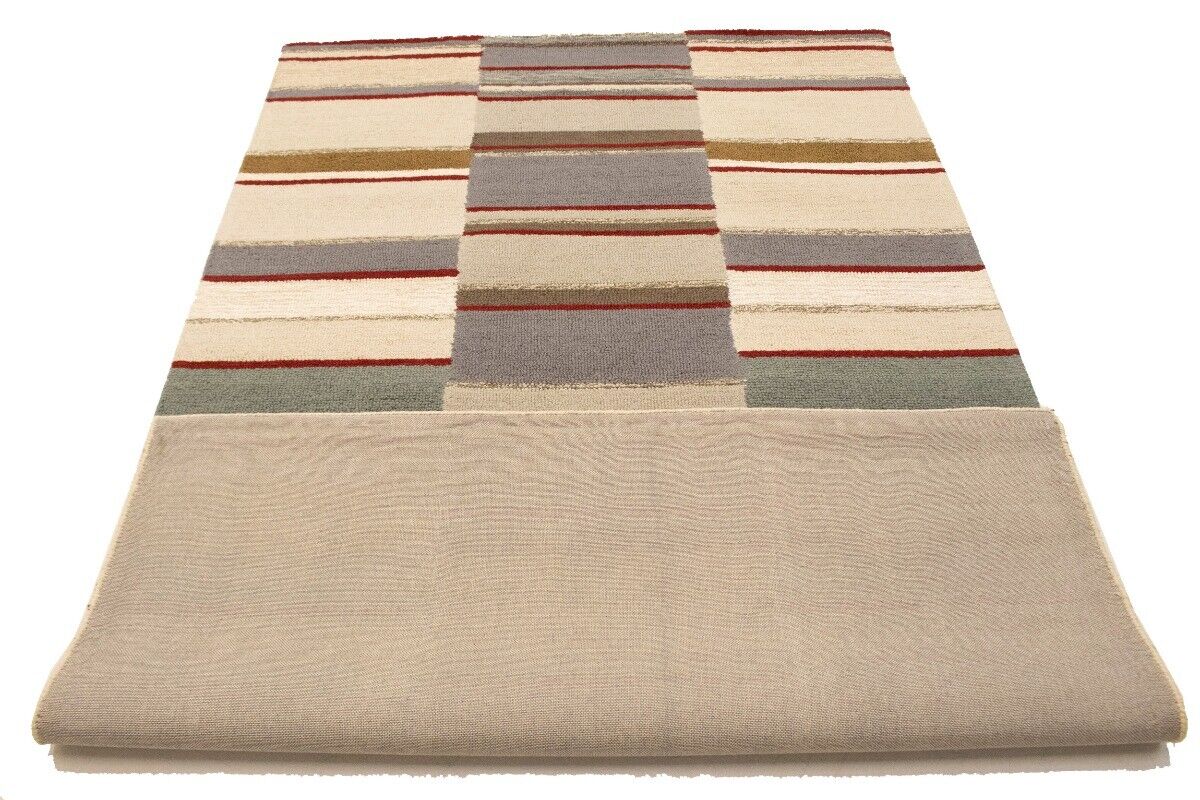 Hand-Tufted Multicolored Stripes 5X8 Modern Area