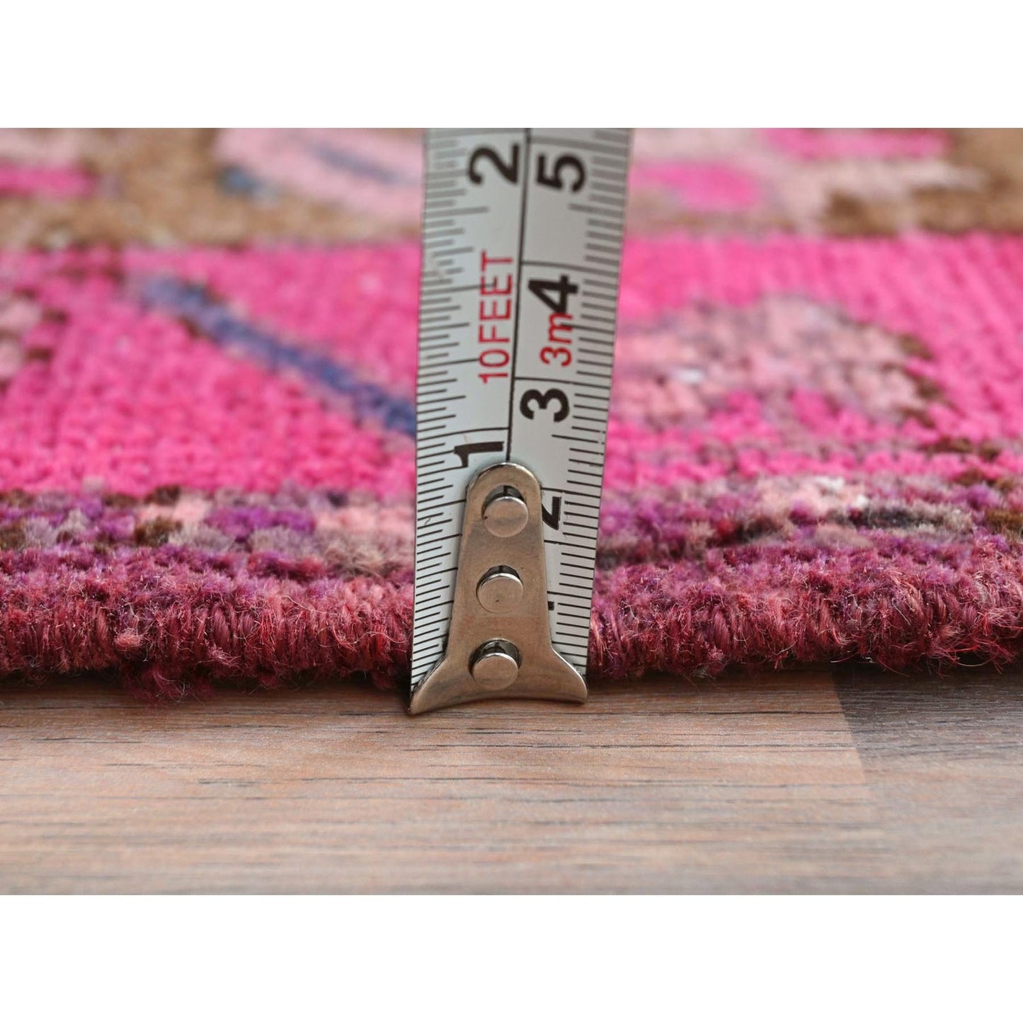 3'7"X10'1" Brown Vintage Farsian Heris Hand Knotted Pure Wool Runner Rug