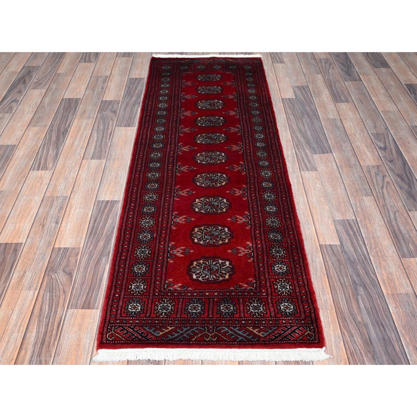 2'X6' Chili Red Princess Bokara Soft Wool Hand Knotted Narrow Runner Rug