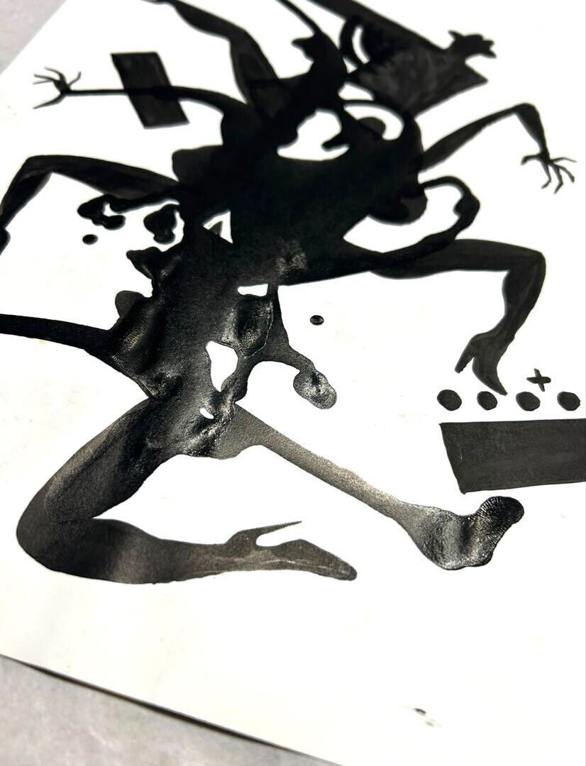 Mark Kostabi 1989 Original Painting Drawing Black
