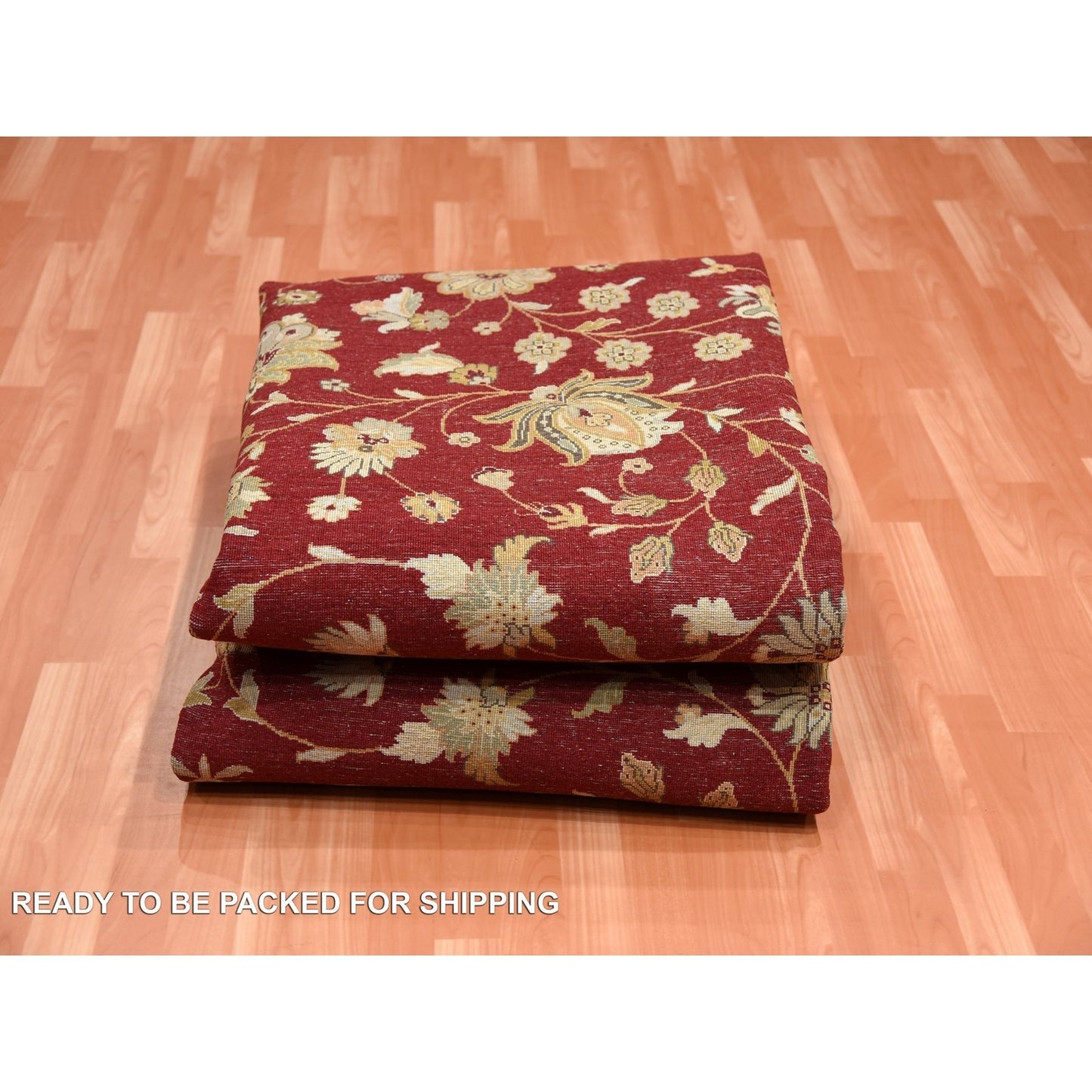 9'X12' Burgundy Red Rajasthan Design Wool And Silk Hand Knotted Rug