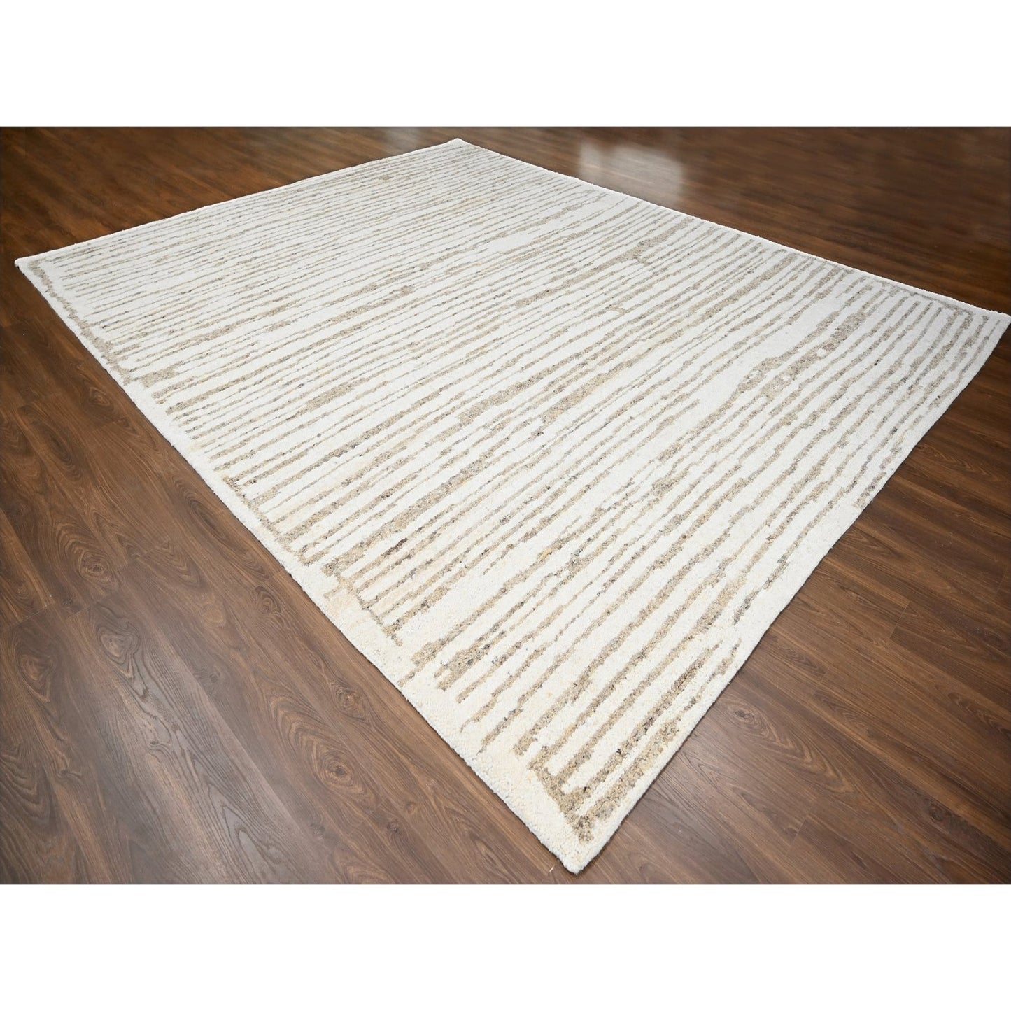 12'X14'10" Camel Brown Minimalist Hand Knotted Wool Oversize Oriental Rug