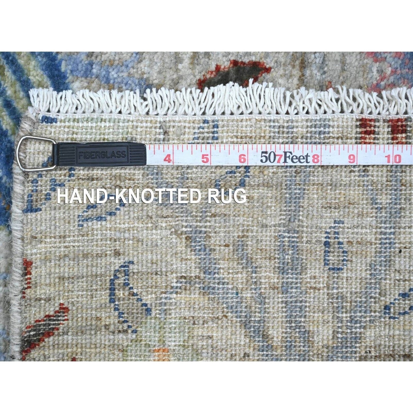 5'2"X7'4" Gray Afghan Peshawar Birds Design Soft Wool Hand Knotted Rug