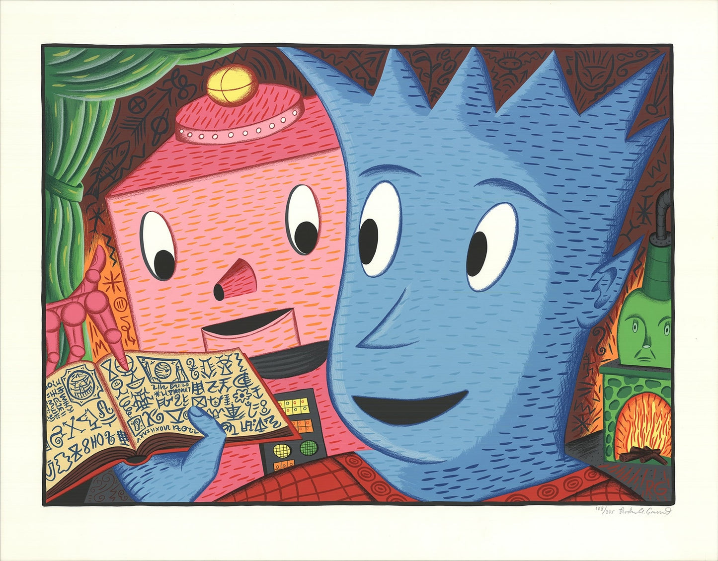 Rodney Greenblat Research Pays Off Signed " Serigraph Pop Art Bl