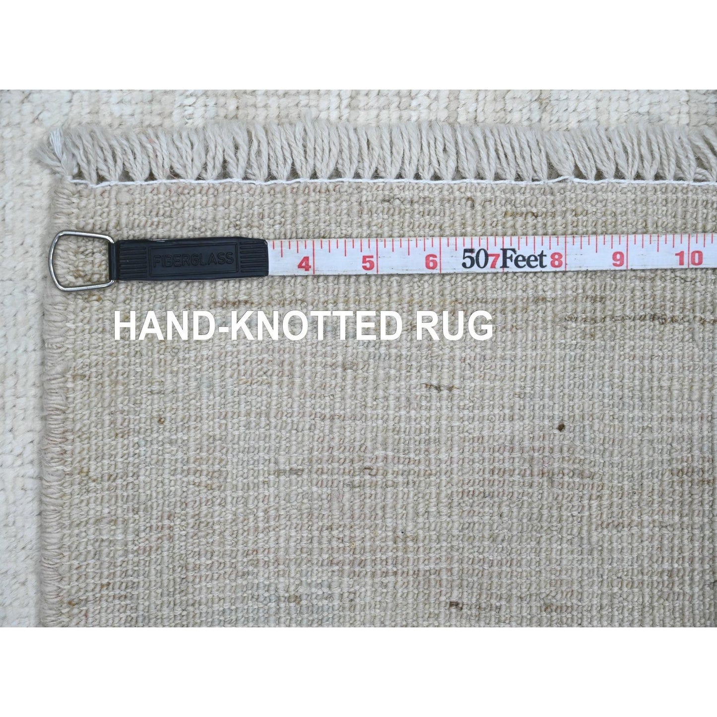 3'3"X5' White Pure Wool Angora Oushak All Over Pattern Hand Knotted Rug