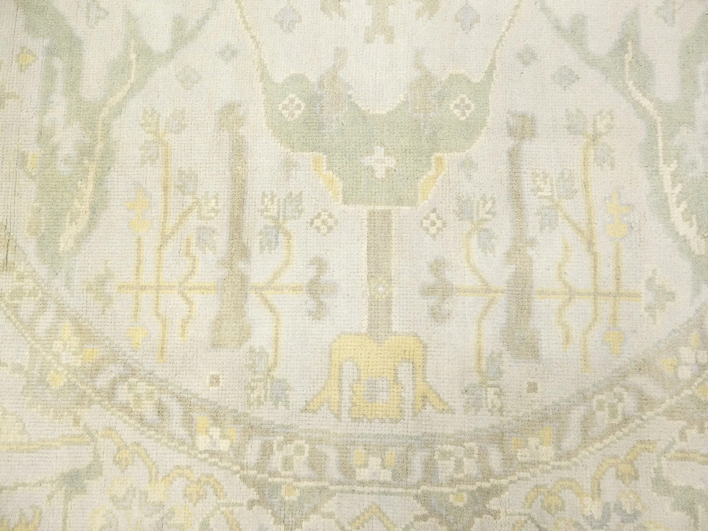 Hand-Knotted Cream Round Oushak Chobi Oriental