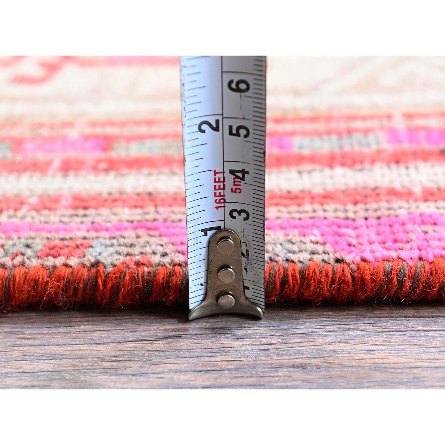 2'5"X11'10" Red Overdyed Vintage Zoroastrian Hand Knotted Wool Runner Rug