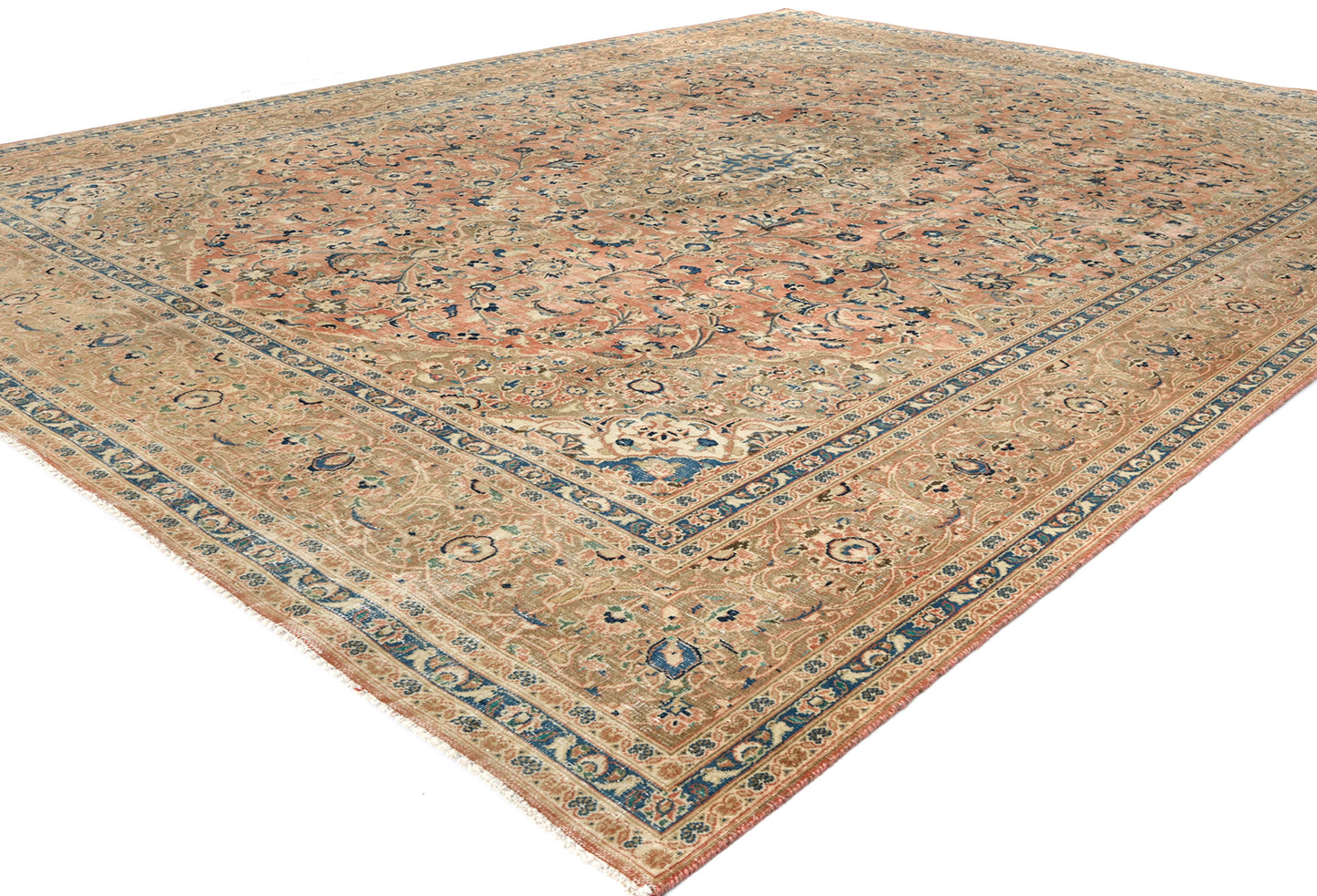 Antique Distressed Oriental Rug Floral Vintage