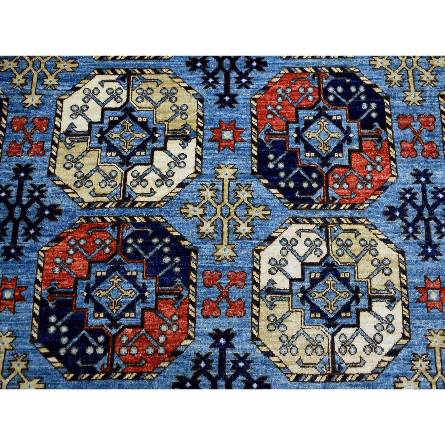 9'8"X12'4" Hand Knotted Blue Afghan Ersari Afghan Wool Oriental Rug