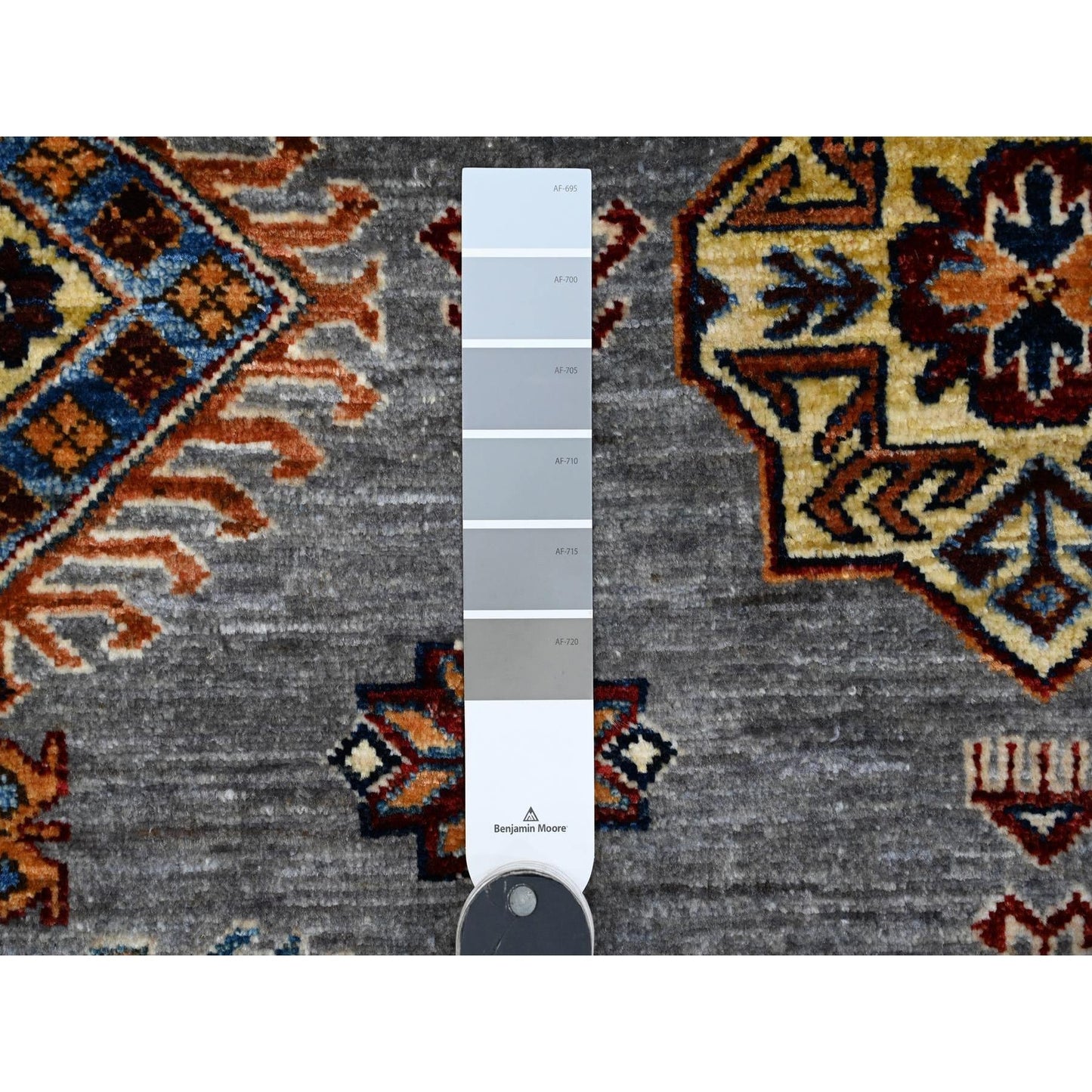 10'X10' Gray Hand Knotted Super Kazak Wool Medallions Oriental Square Rug