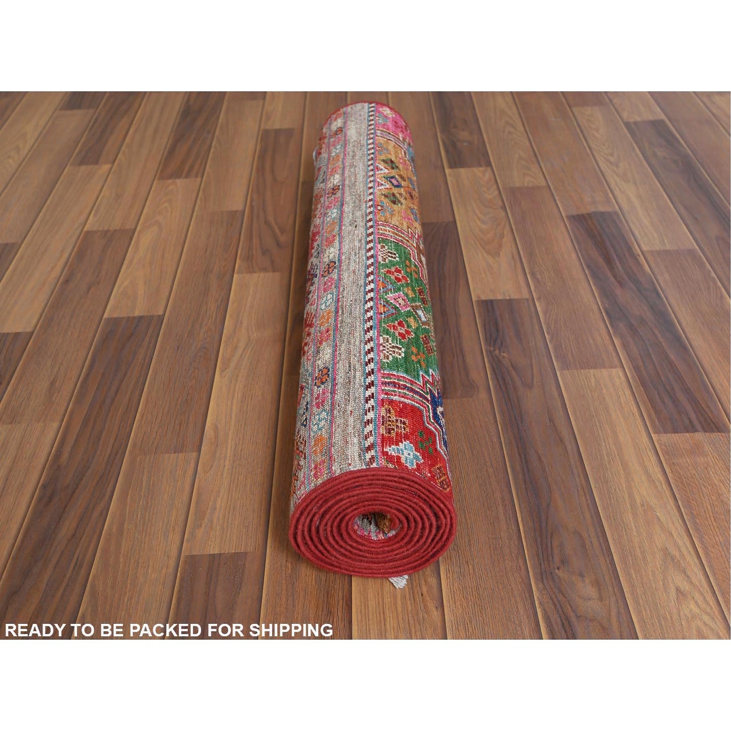 2'9"X9'8" Colorful Super Kazak Khorjin Design Wool Handknotted Runner Rug