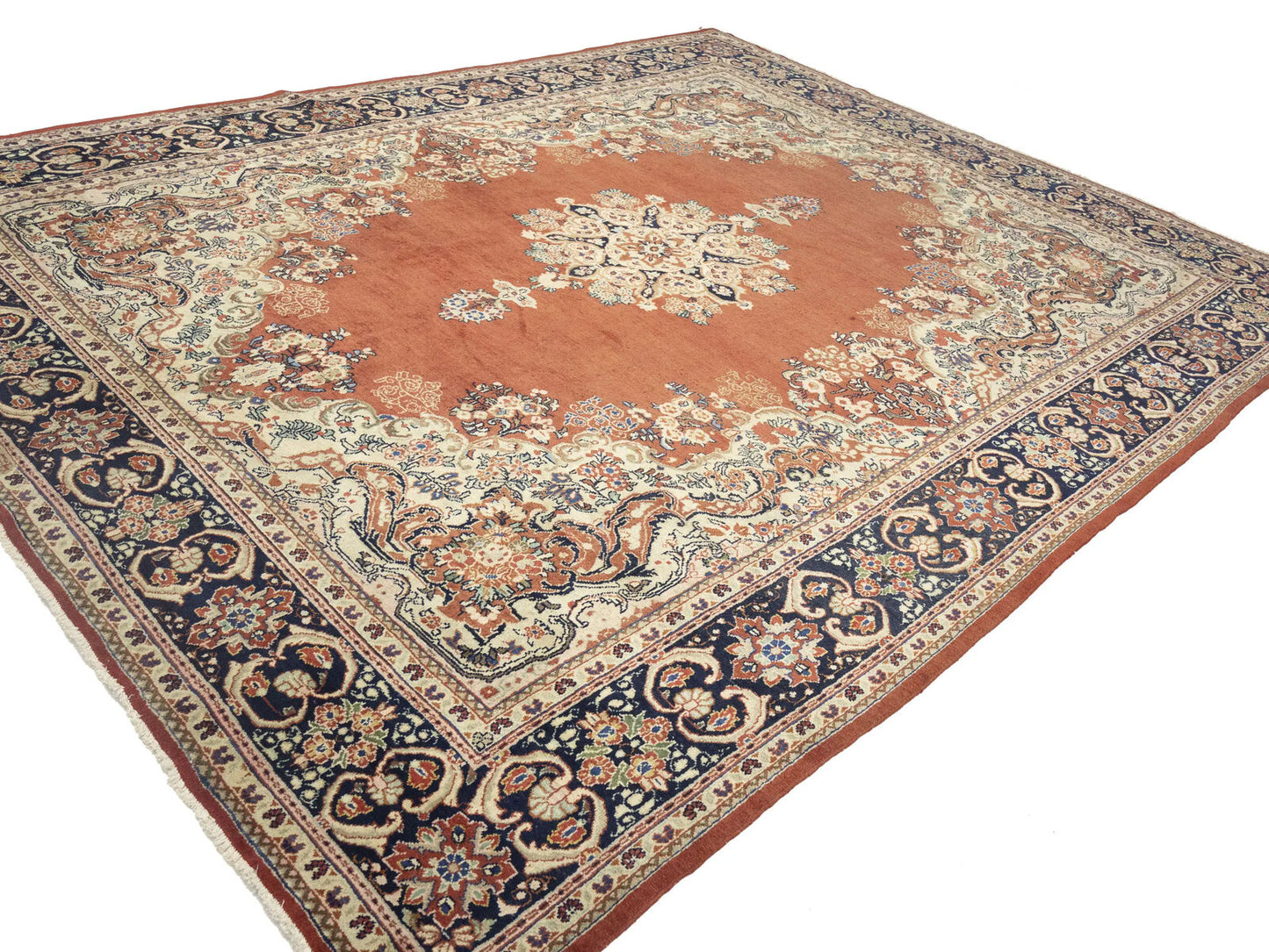 Semi-Antique Hand-Knotted Floral Rug Extra Large