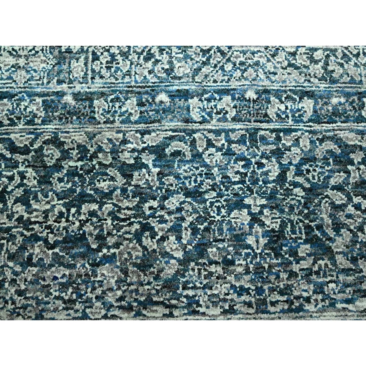 8'X10'1" Turkish Blue Pre Historic Mamluk Design Hand Knotted Wool Rug