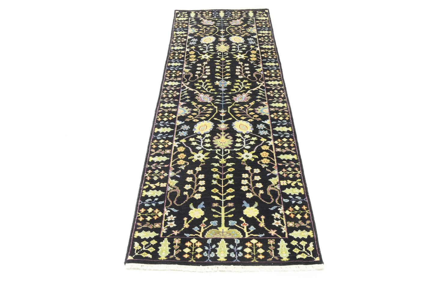 2'5X8 ft Black Tree of Life Chobi Oriental Runner