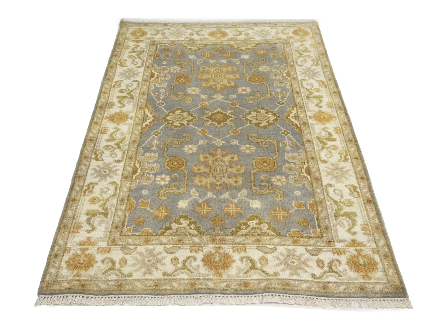 Handmade Classic Oushak Chobi Rug Floral Design