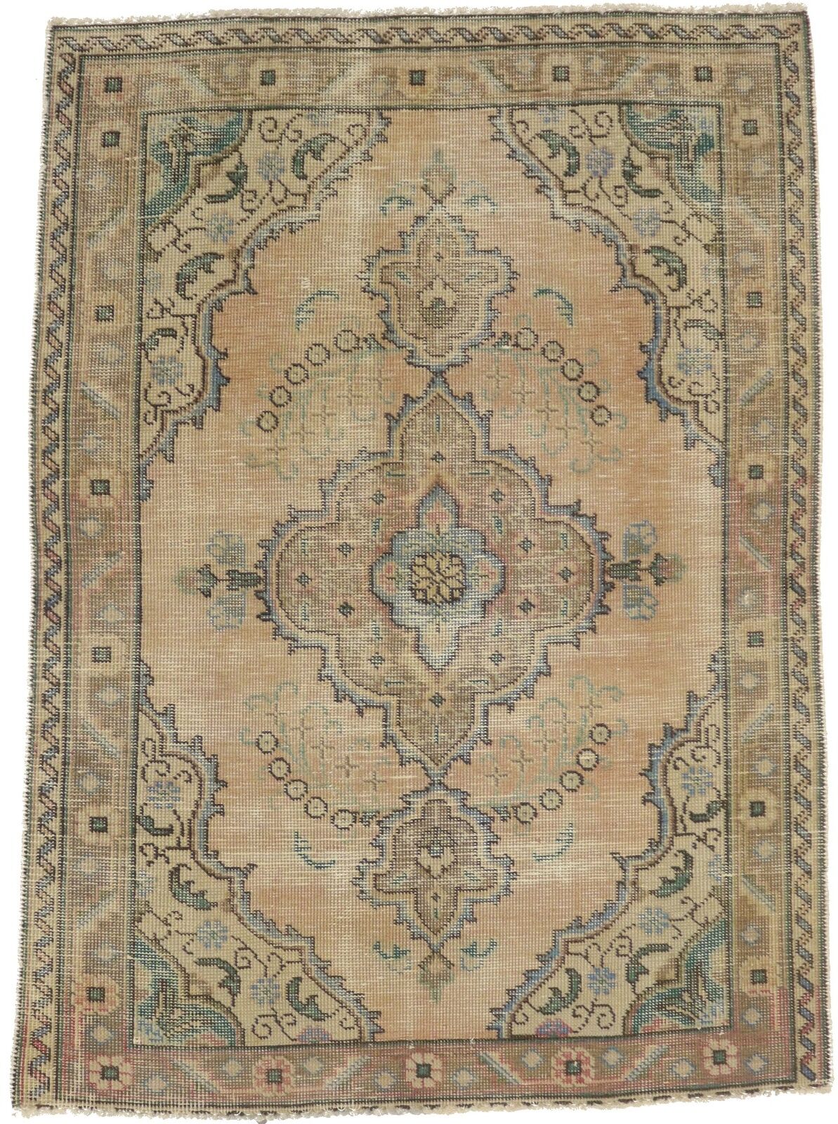 Antique Vintage Oriental Rug Peach Muted