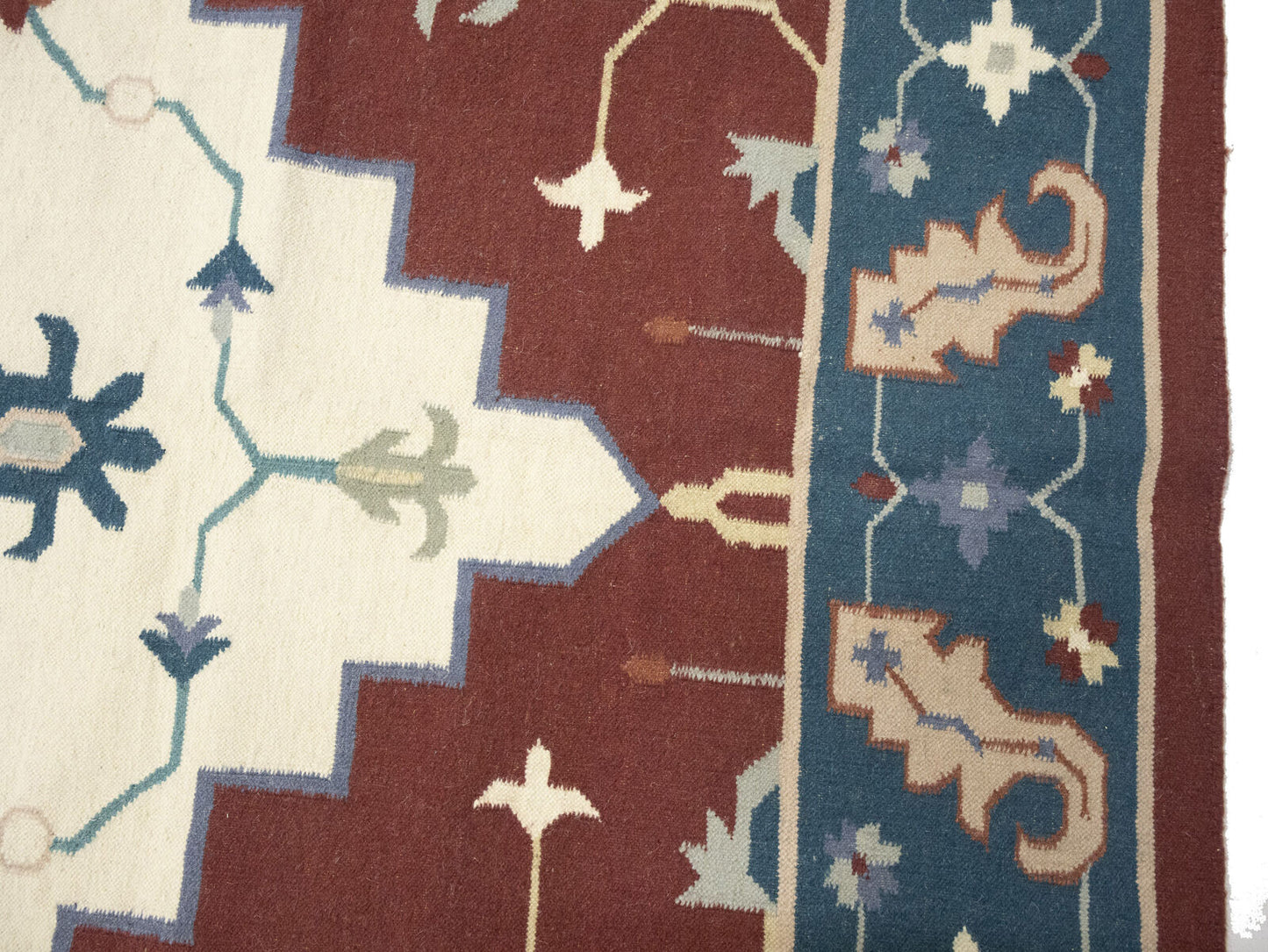 Reversible Hand-Hooked Dhurrie Oriental Rug