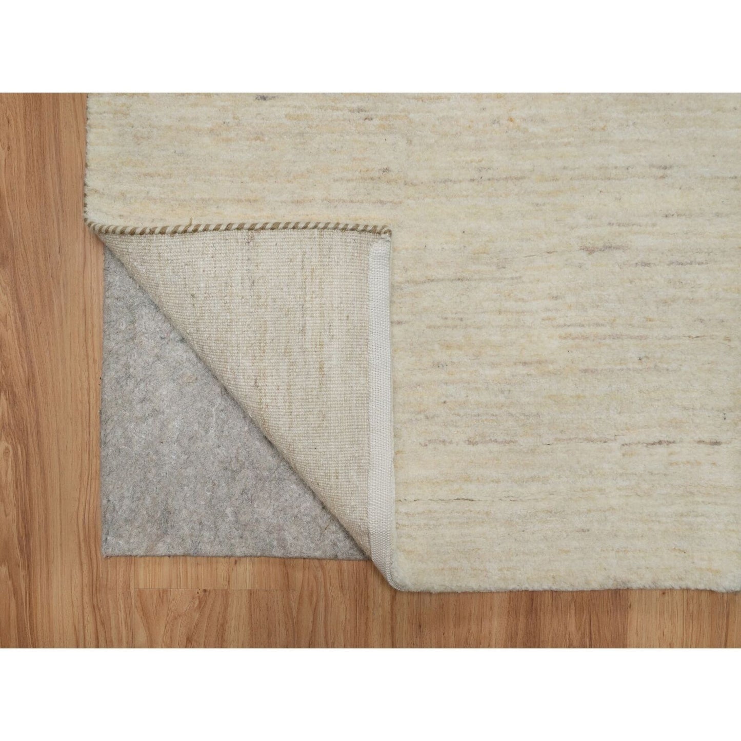 2'6"X17'8" White Pure Wool Modern Plain Design Hand Knotted Xl Runner Rug