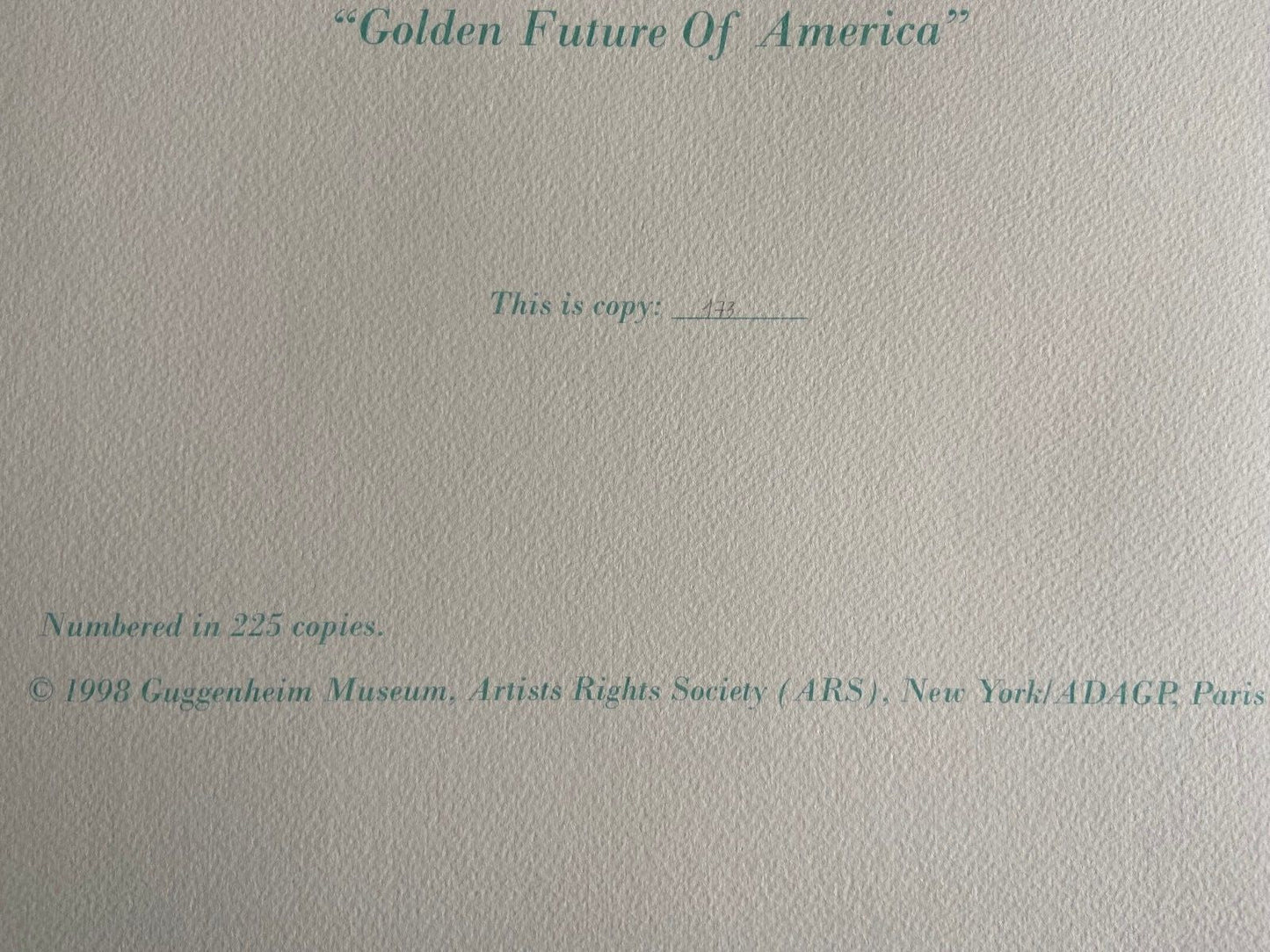 Robert Indiana Lithograph Guggenheim