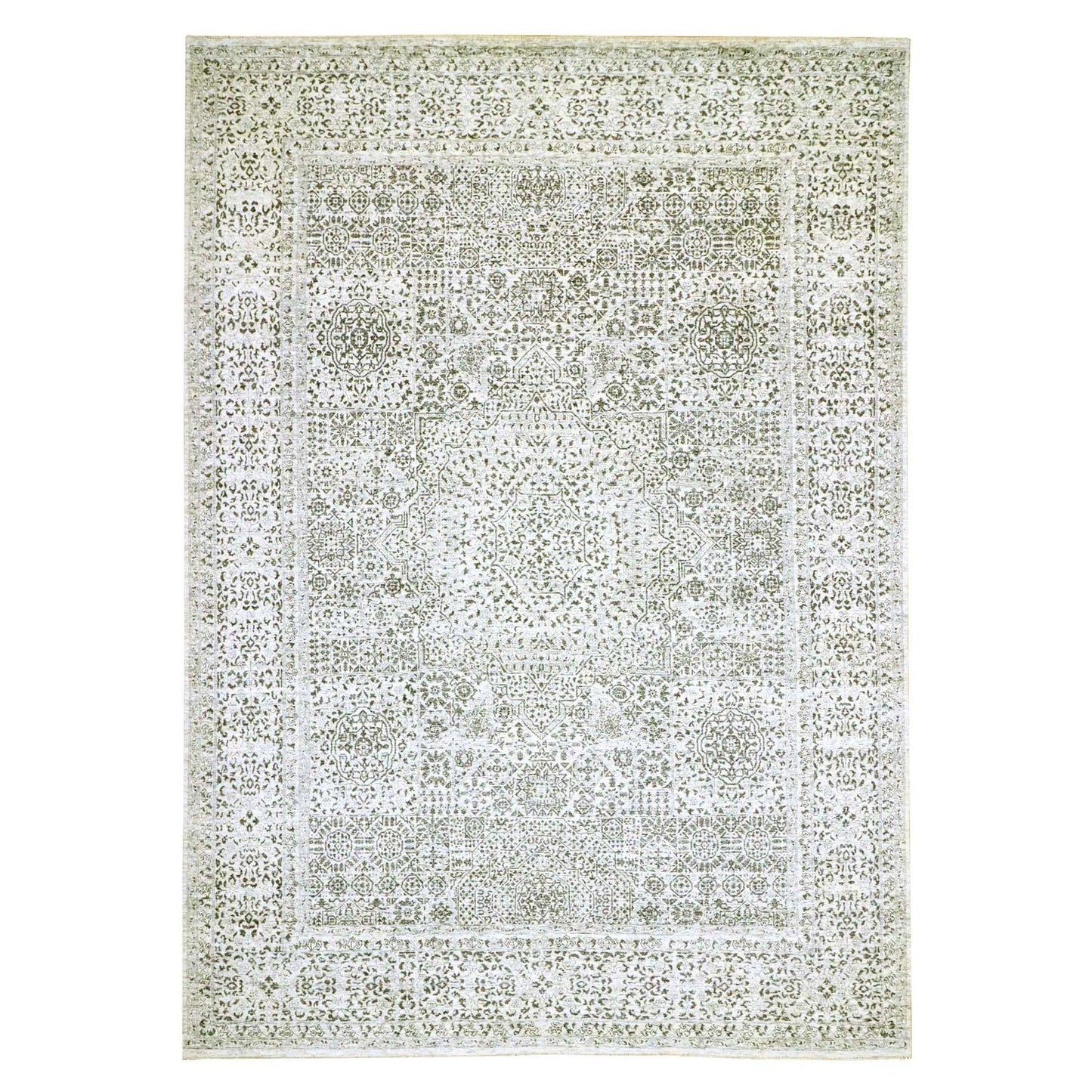 10'X14' Ivory 14Th Century Influence Mamluk Design Hand Knotted Wool Rug