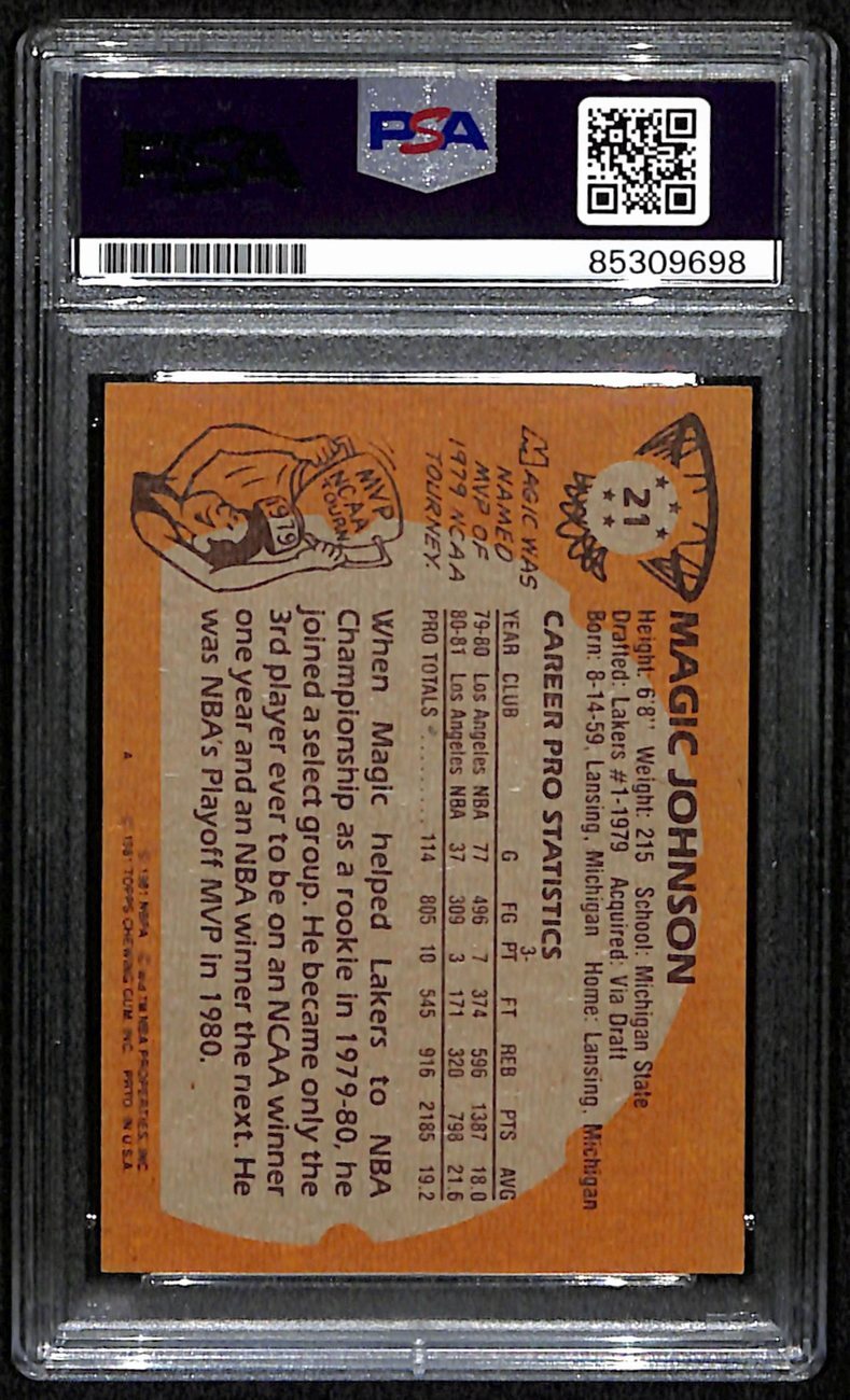 Majic Johnson Hof Signed/Autographed 1981 Topps