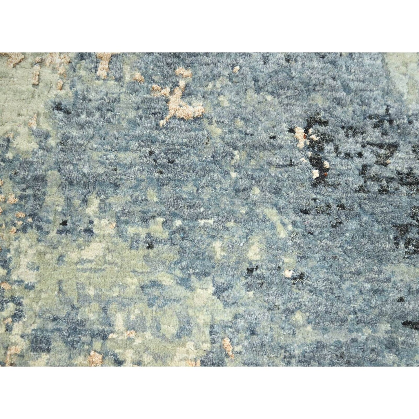 8'1"X10'2" Gray-Beige Abstract Design Pure Wool Hand Knotted Oriental Rug