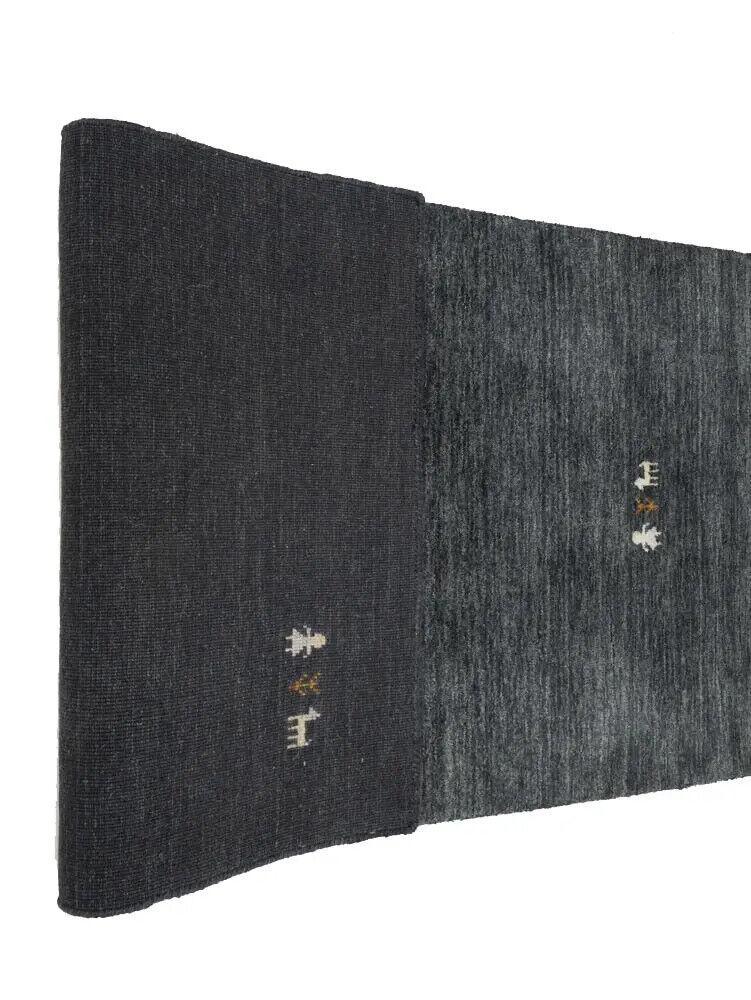 Plush Gabbeh Runner Rug Charcoal Tribal Modern