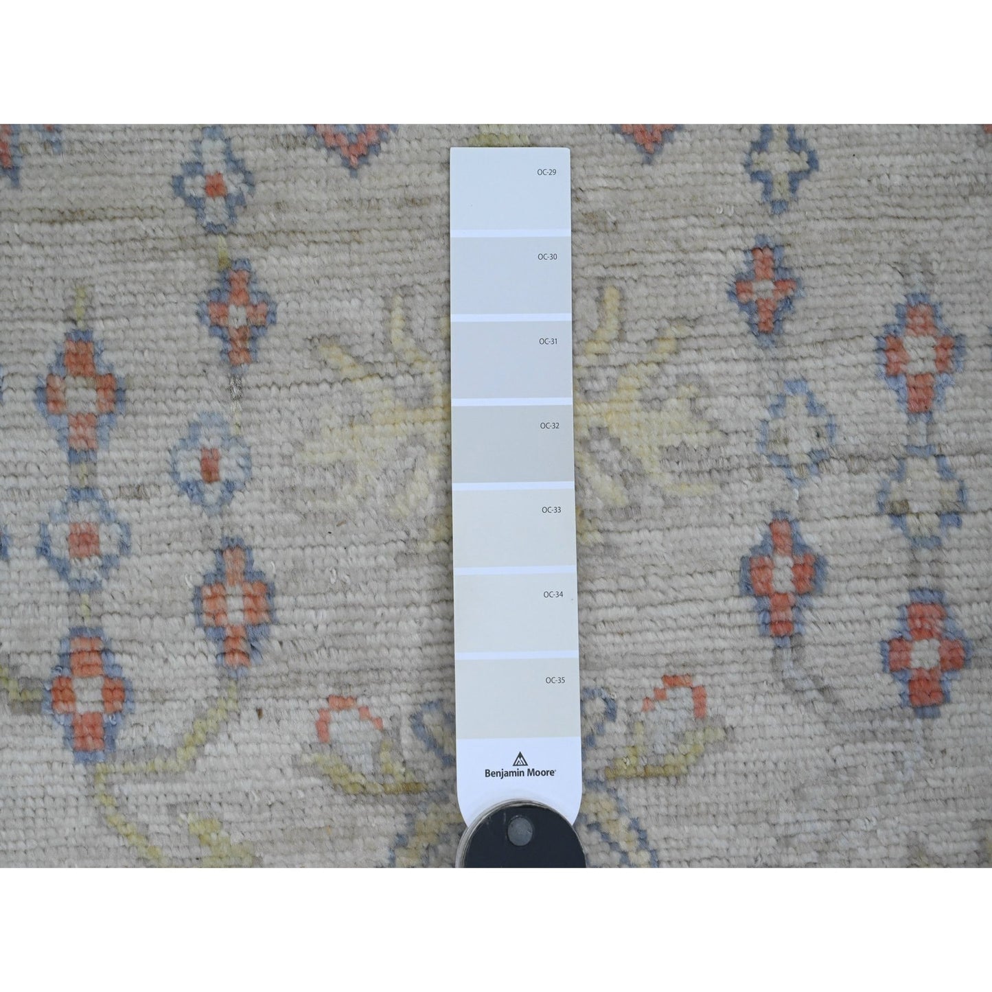 4'X6' Gray Hand Knotted Afghan Angora Oushak Leaf Design Pure Wool Rug