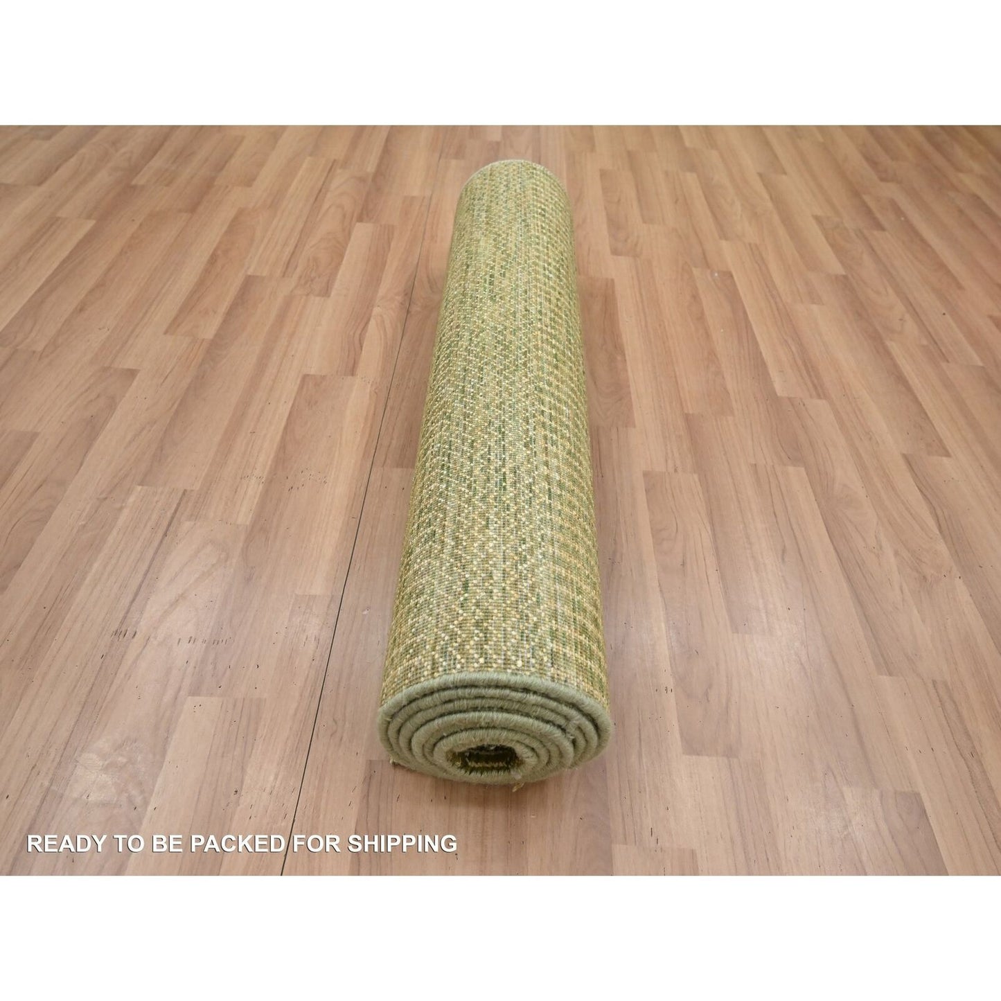 2'8"X8'2" Brown Wool And Silk Modern Grass Design Hand Knotted Runner Rug