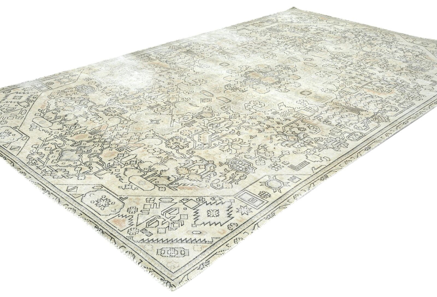 Antique Distressed Oriental Rug Classic Floral