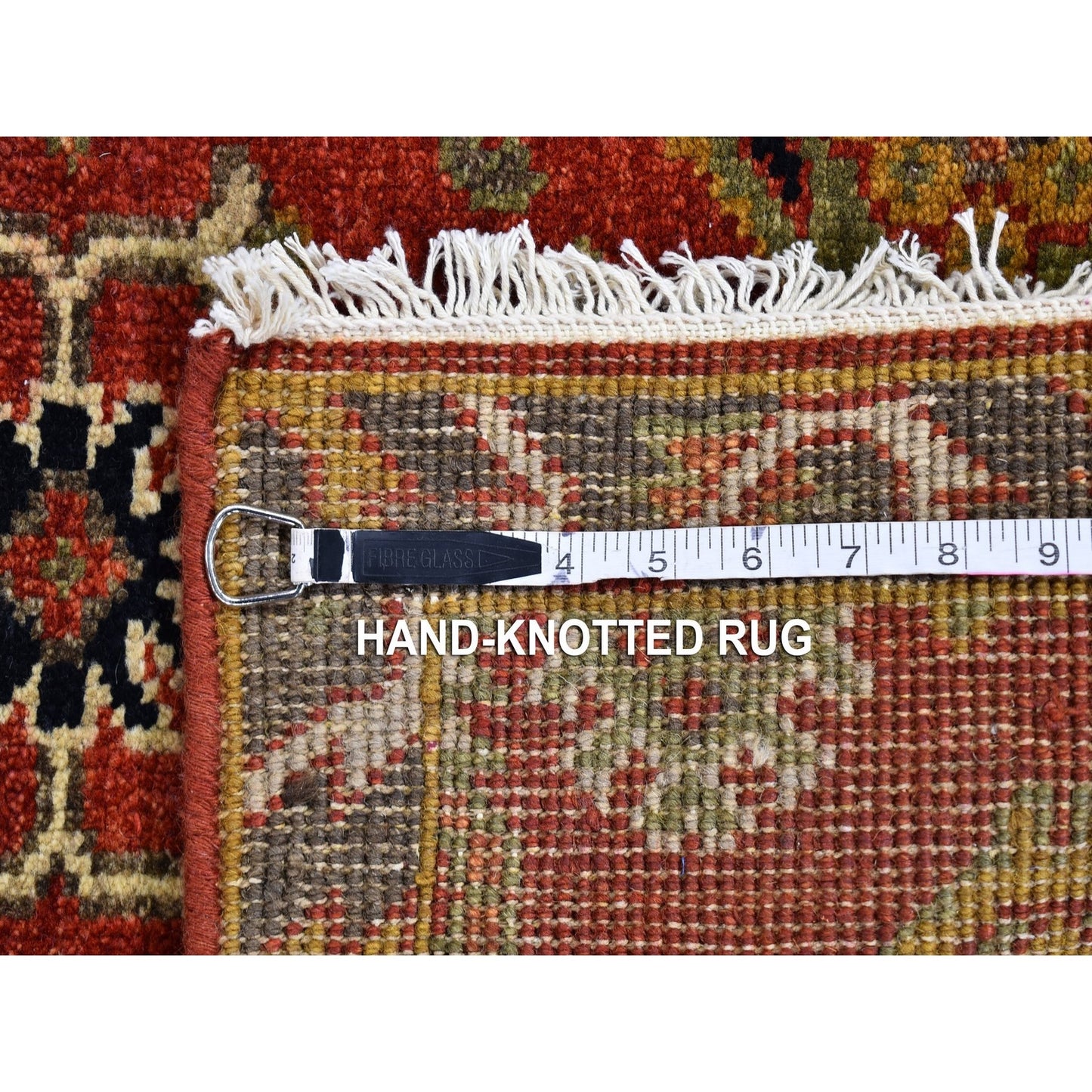 3'2"X10' 100% Wool Repetitive All Over Design Handknotted Wide Runner Rug