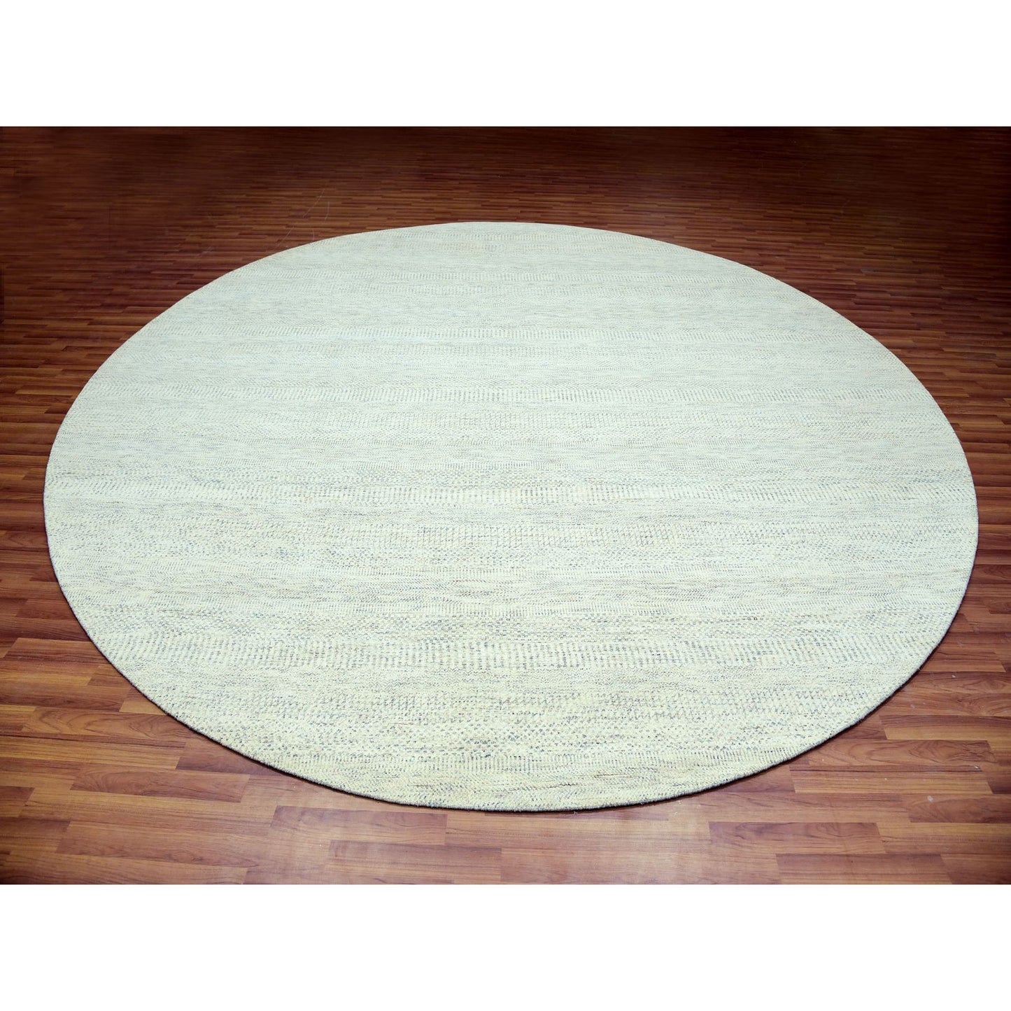 12'X12' Mushroom Gray Wool Hand Knotted Grass Design Round Oriental Rug