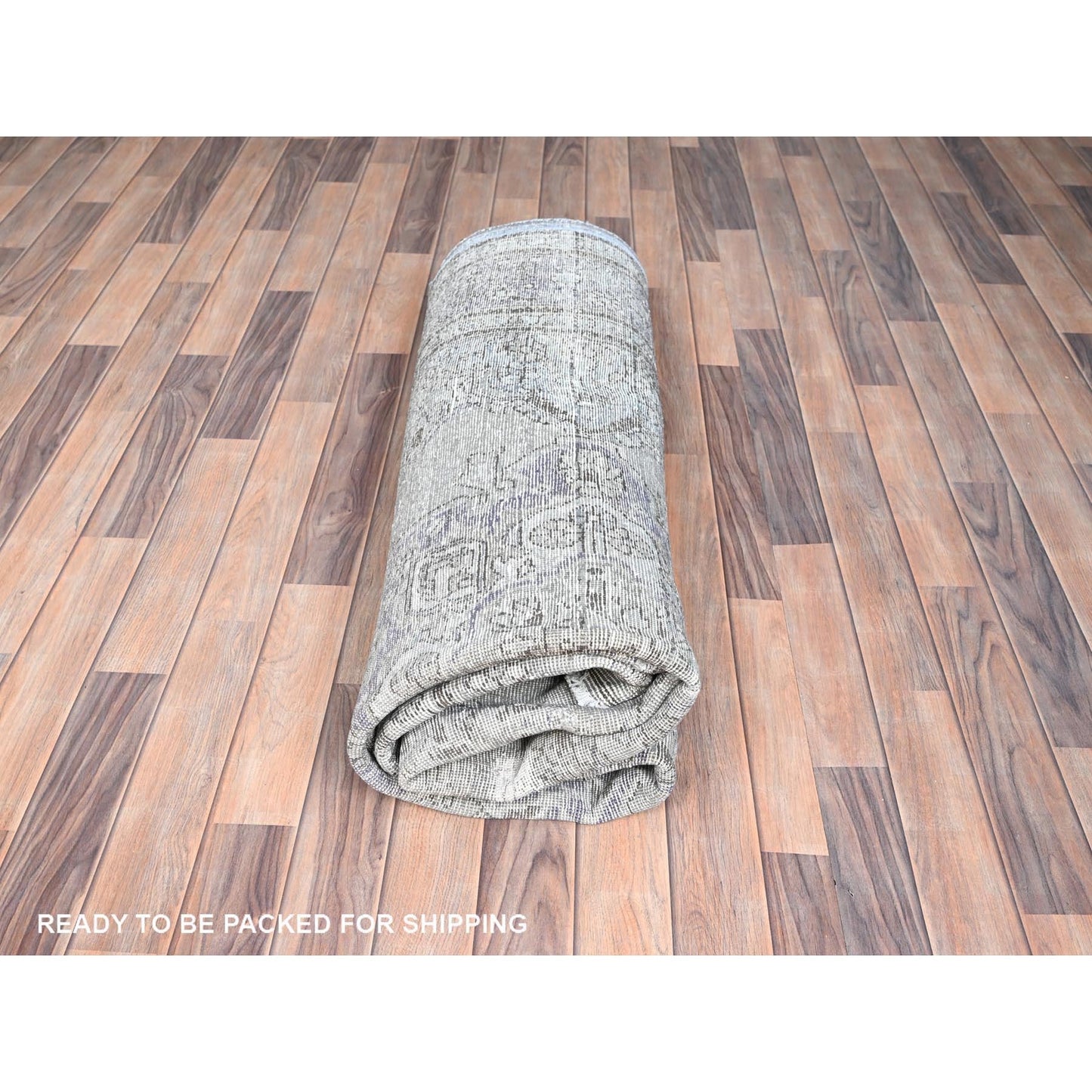 6'9"X9'10" Blue Gray Hand Knotted Vintage Zoroastrian Tebraz Wool Rug