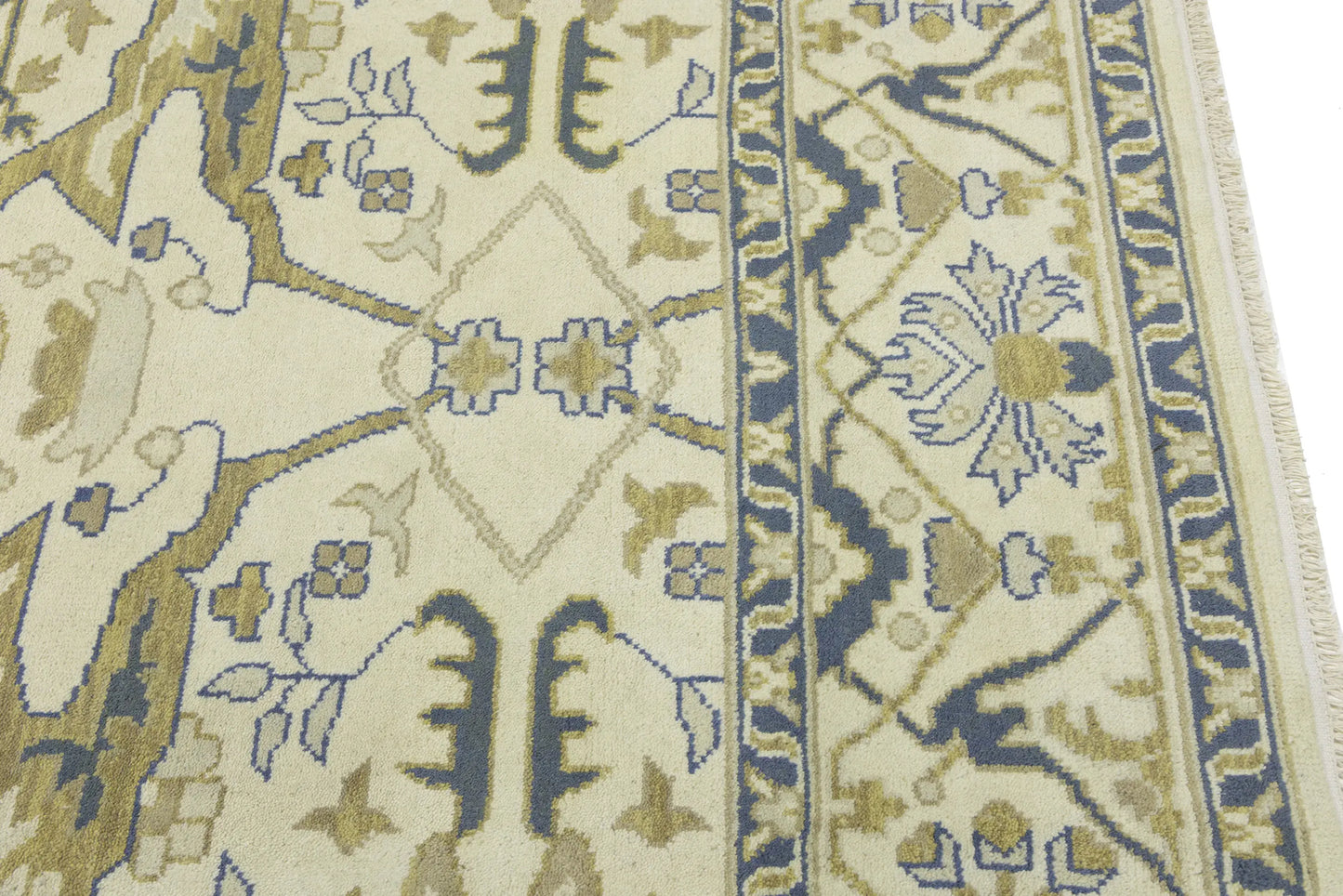 Handmade Oushak Oriental Rug Wool Carpet Floral