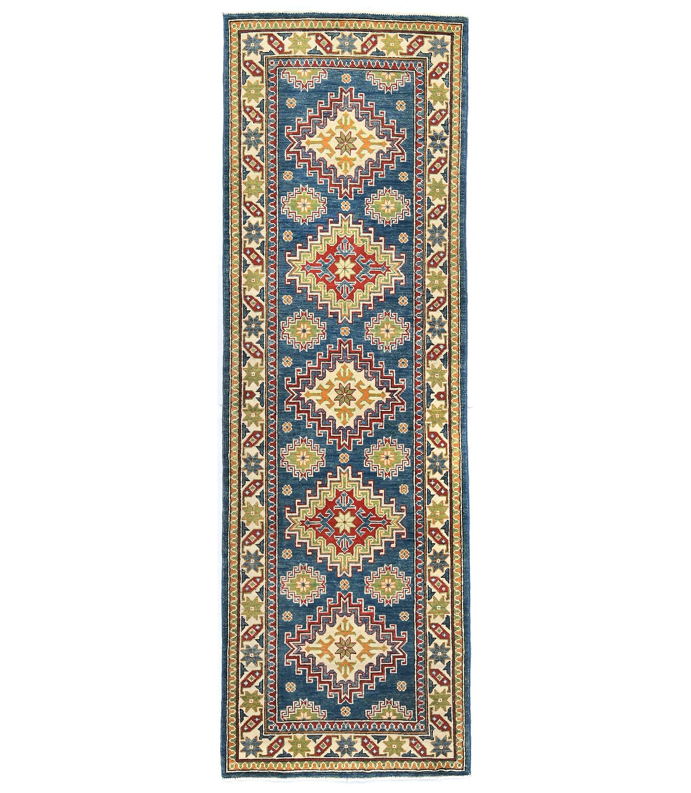 Kazak Oriental Runner Rug Tribal Geometric