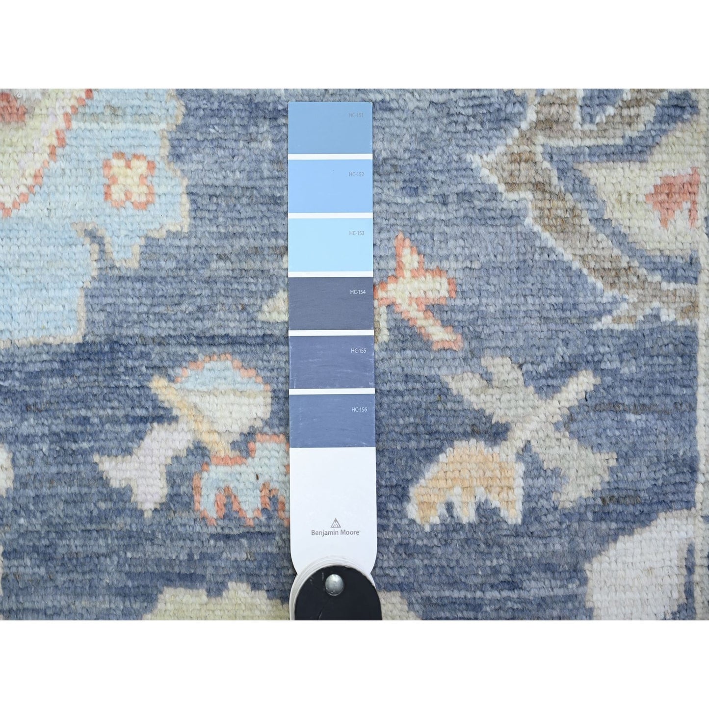 2'10"X11'10" Blue Afghan Angora Oushak Pure Wool Hand Knotted Runner Rug