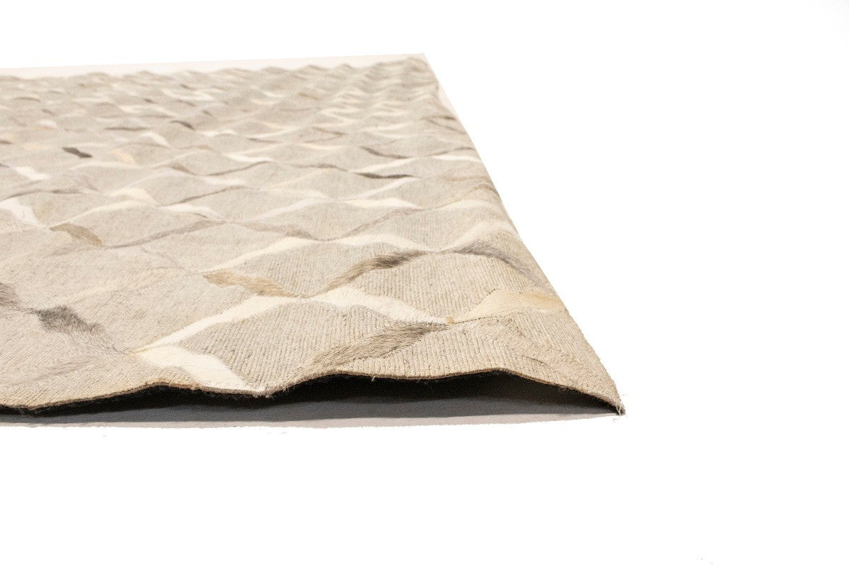 Modern Faux Leather Cowhide Rug 8x10 Contemporary Silver Carpet