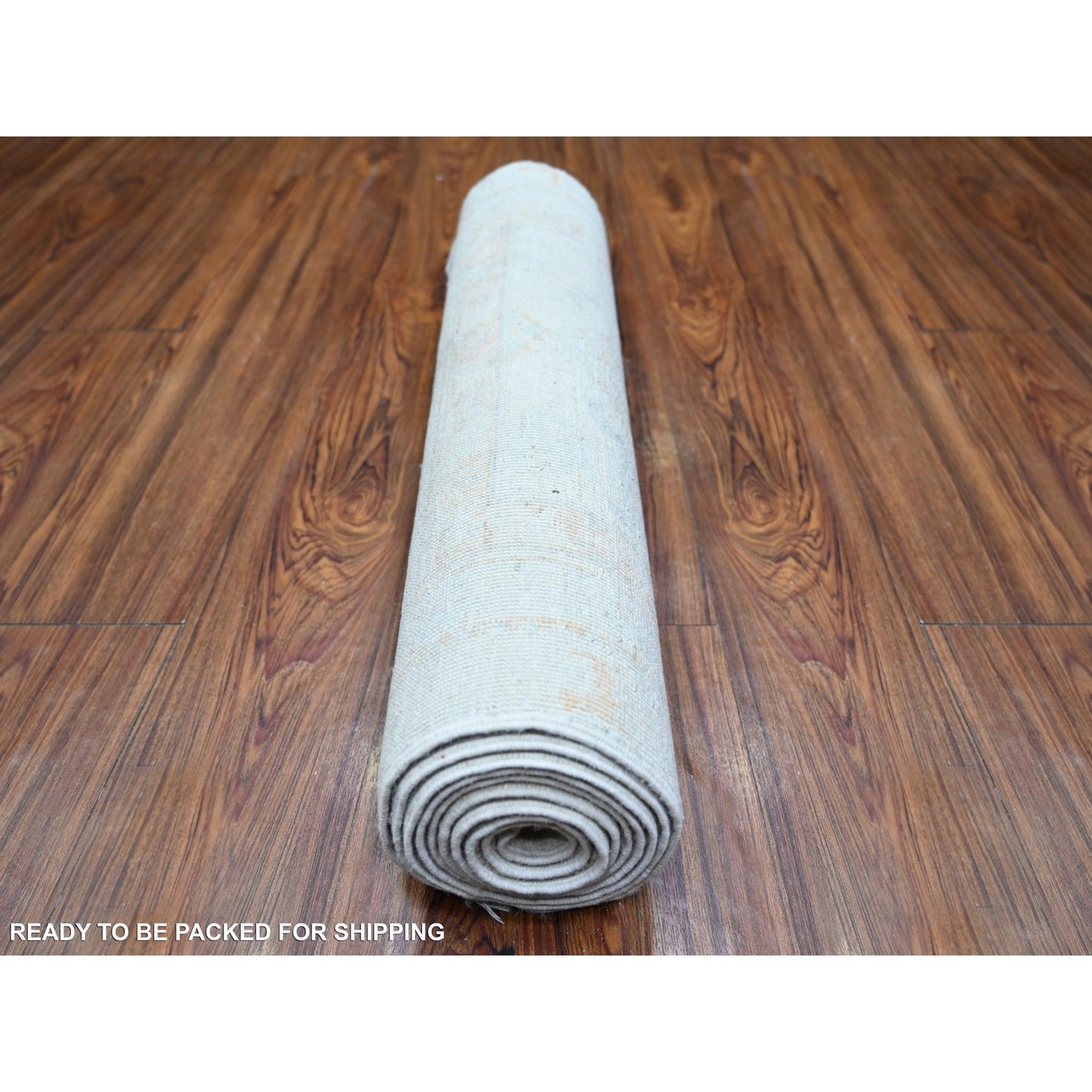 2'5"X8'5" Swan White Washed Out Peshawar Wool Hand Knotted Runner Rug