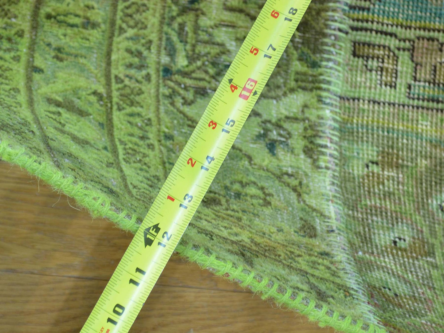 13'2"X15'8" Overdyed Patchwork Worn Down Tebraz Pure Wool Handmade Rug
