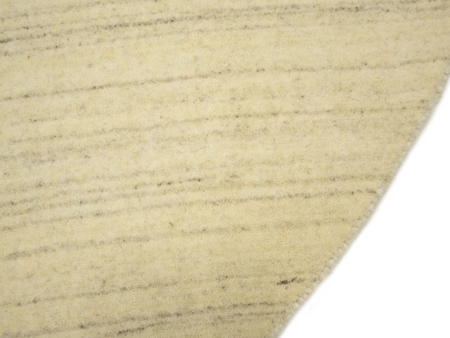 Cream Solid Hand-Loomed 8X8 Gabbeh Wool Rug